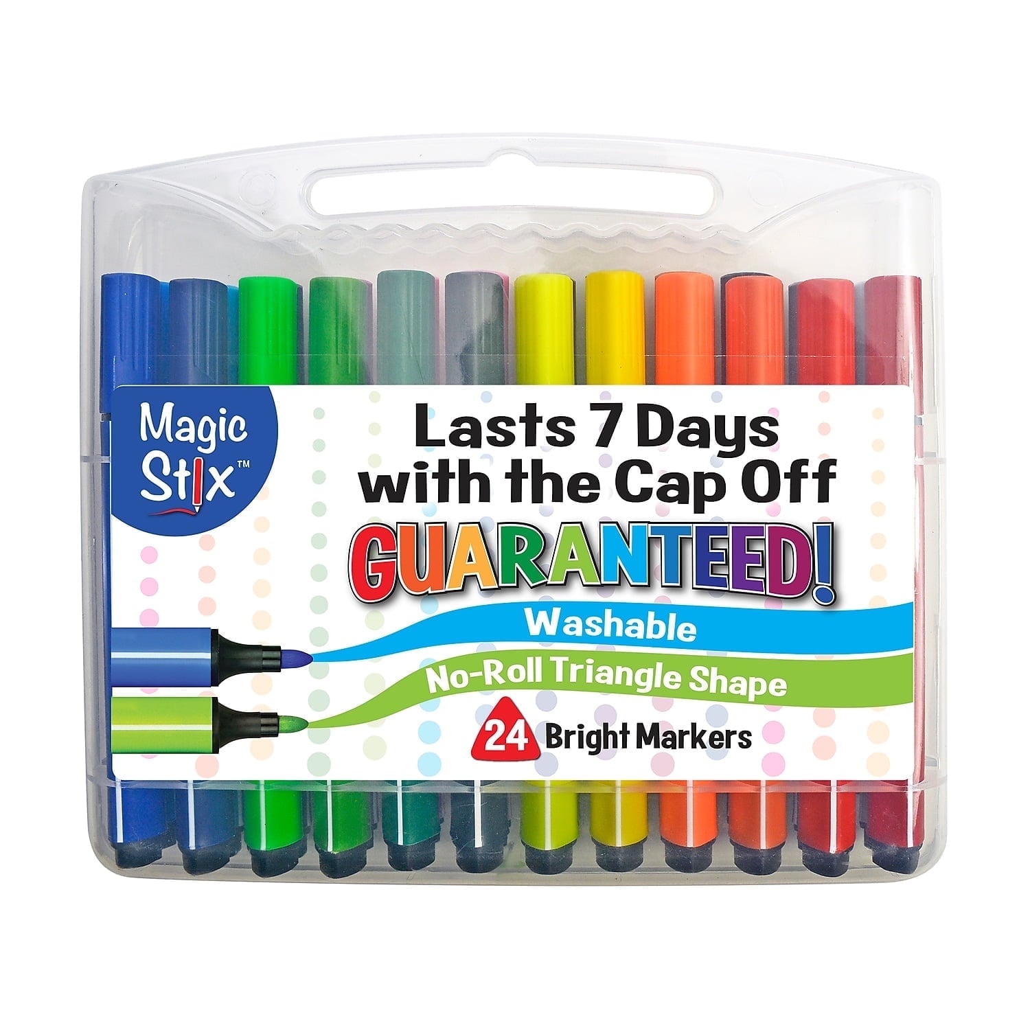 The Pencil Grip Magic Tri Stix Washable Markers, 24 Count, Assorted Colors, Non-Toxic, Triangular Grip (TPG-397)