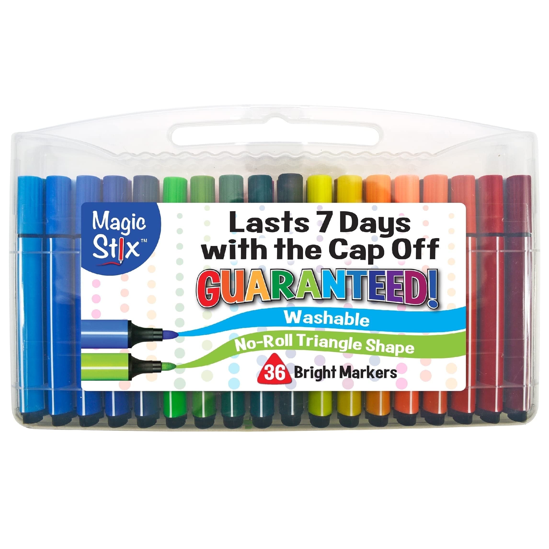 The Pencil Grip Magic Tri Stix Washable Markers, 36 Count, Assorted Colors, Non-Toxic, Triangular Grip (TPG-399)