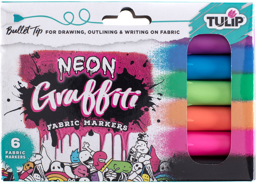 Tulip Bullet Tip Fabric Markers: Neon, 6 pack