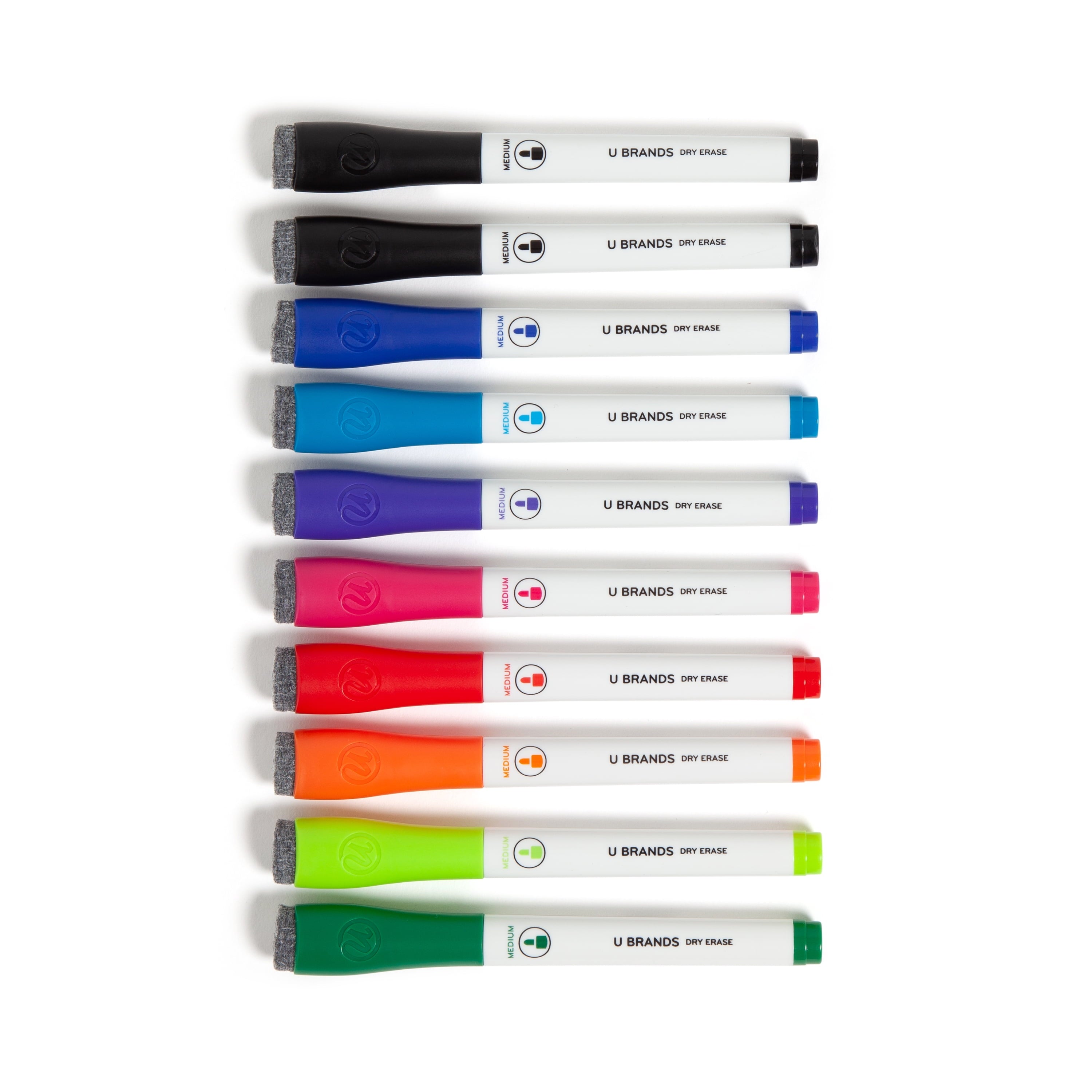 U Brands Dry Erase Markers, Bullet Tip, Medium Point, Multi-Color, 10 Count