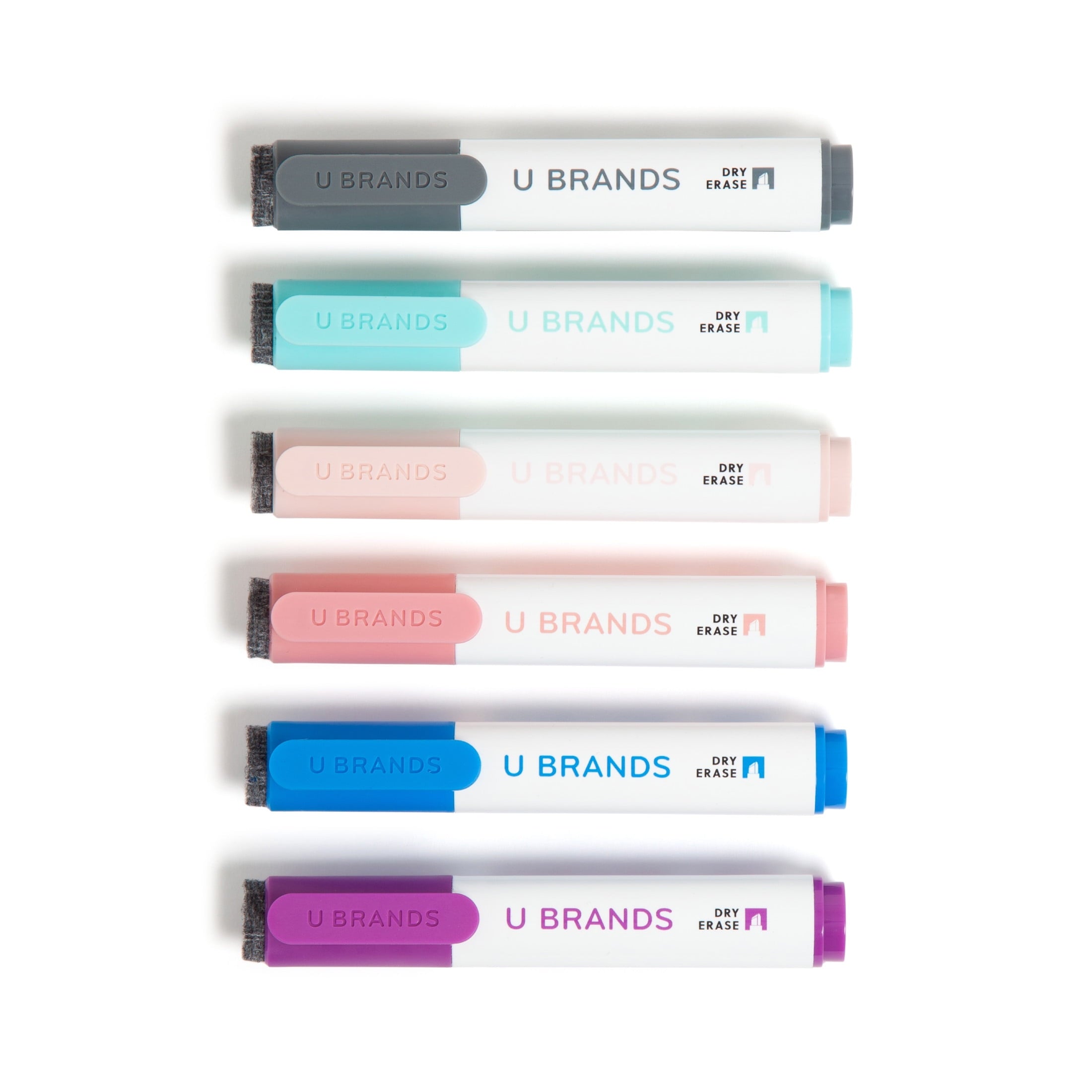 U Brands Dry Erase Markers, Set of 6, Assorted Colors, Low-Odor, Chisel (5 mm) Tip