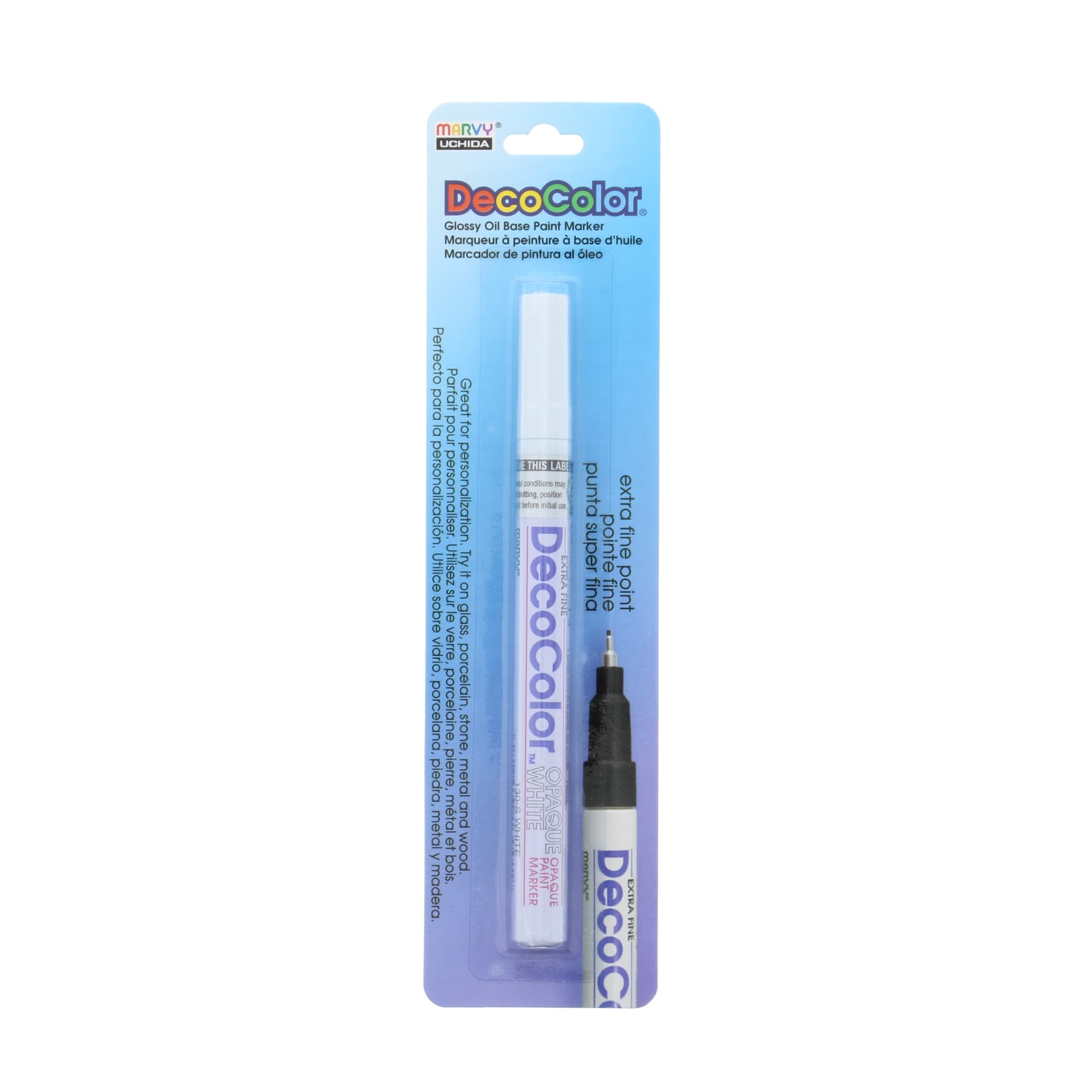 Uchida DecoColor Paint Marker, Extra-Fine, Carded Packaging, White