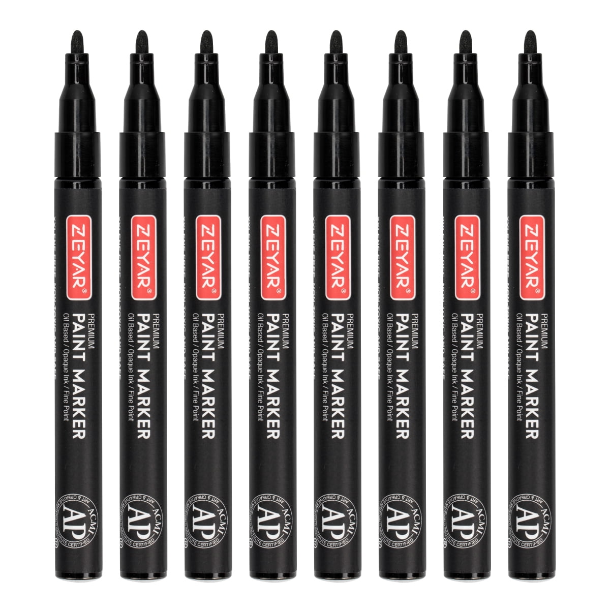 ZEYAR Permanent Oil-Based Paint Markers, Expert of Rock Painting, Fine Point, 8 Black Color. Permanent Ink & Waterproof, Works on Rock, Wood, Glass, Metal, Ceramic and more (8 Black)
