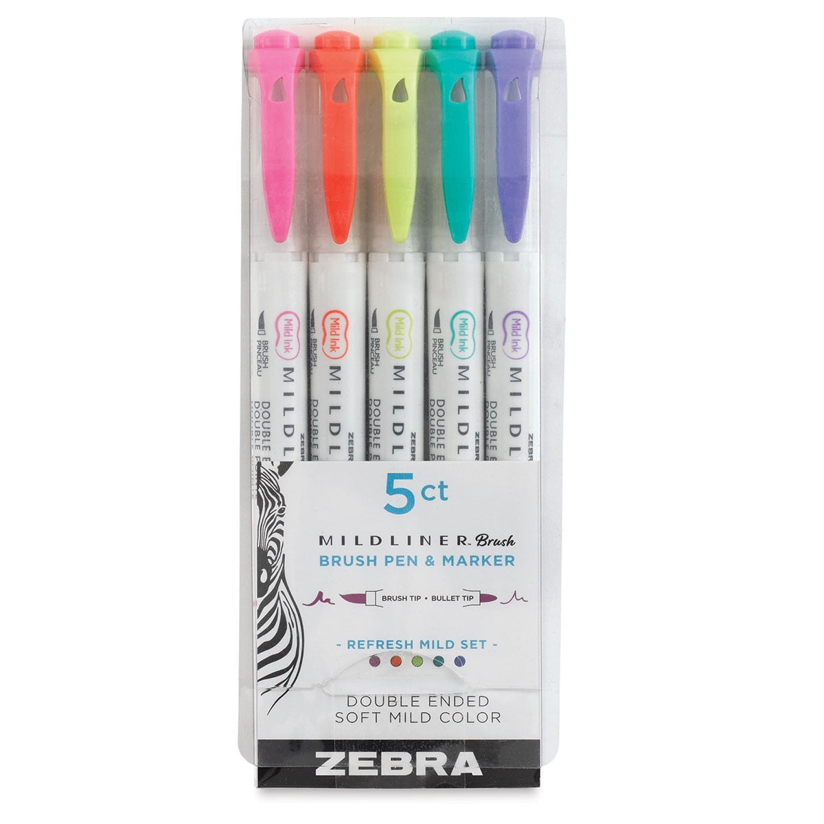 Zebra Mildliner Double Ended Brush Collection 5/Pkg-Refresh - Assorted Colors
