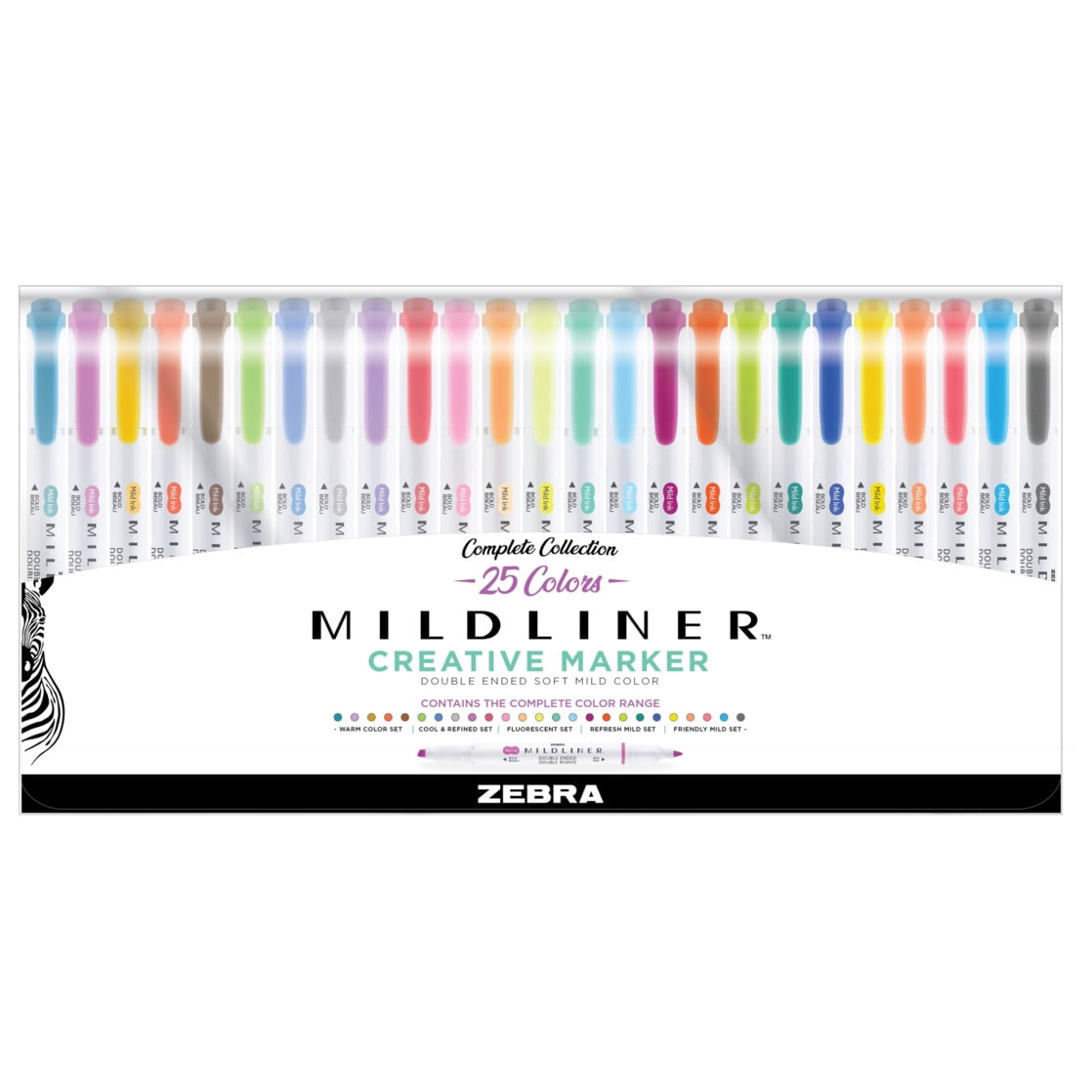 Zebra Pen Mildliner Double-Ended Creative Highlighter Set - Assorted Colors 25-Pack