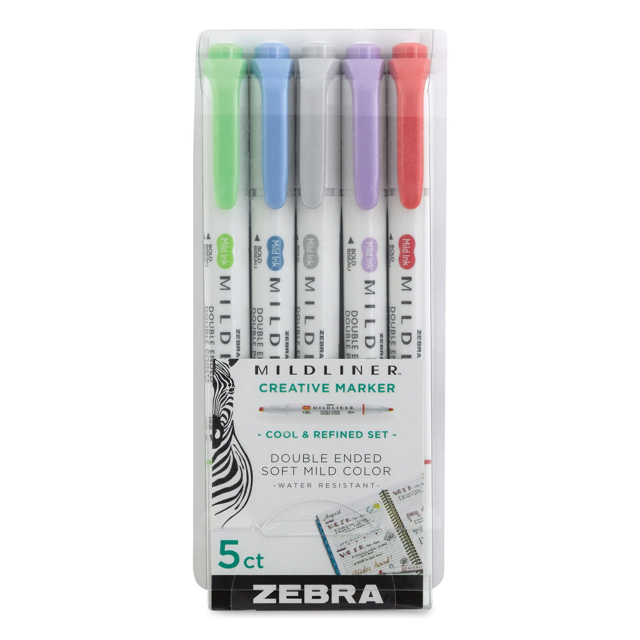 Zebra Mildliner Double-Ended Highlighter Set, 5-Colors, Soft