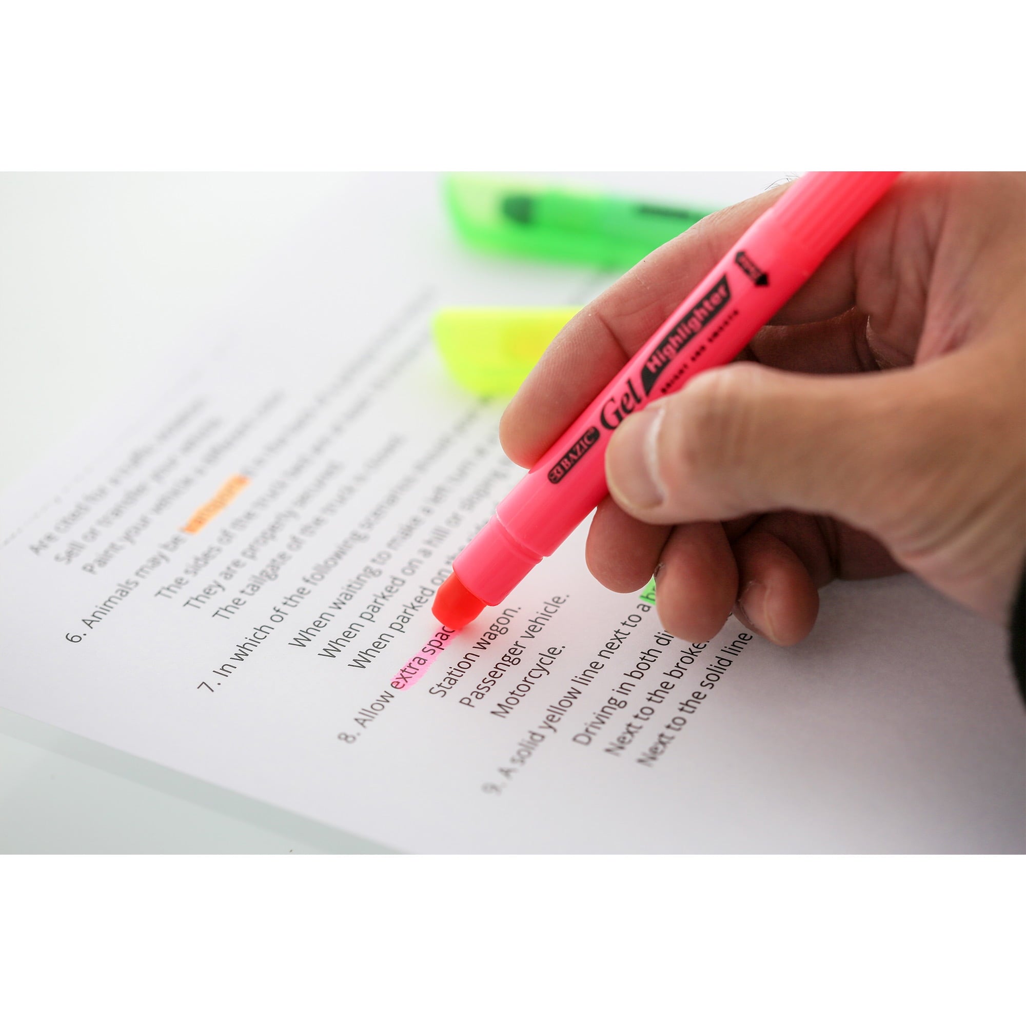 BAZIC Highlighter Gel Pen Neon Bible Highlighters Assorted Color (5/Pack), 1-Pack
