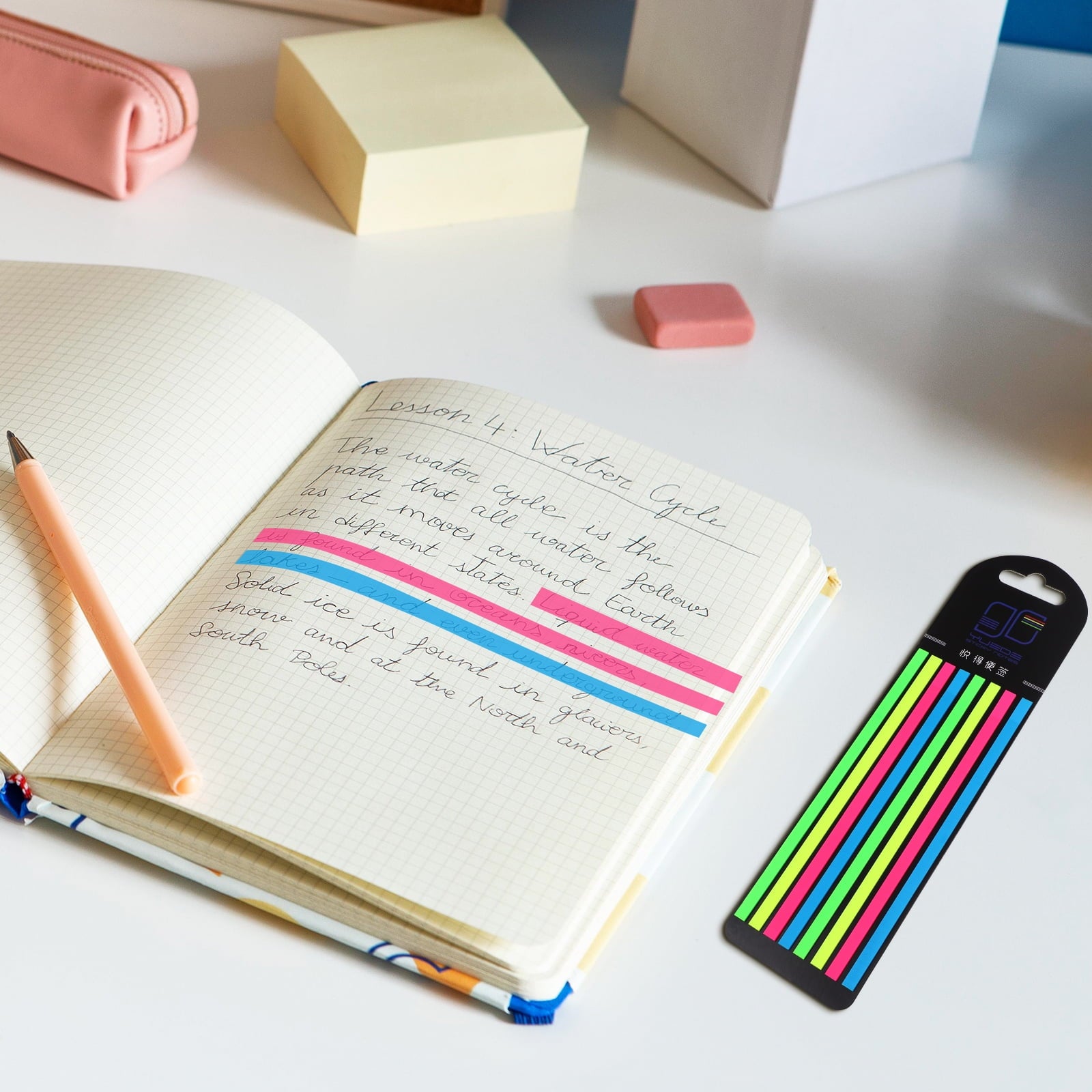 3 Boxes of Highlighter Tapes Fluorescence Highlight Strips Sticky Long Page Markers Tabs Study Supplies