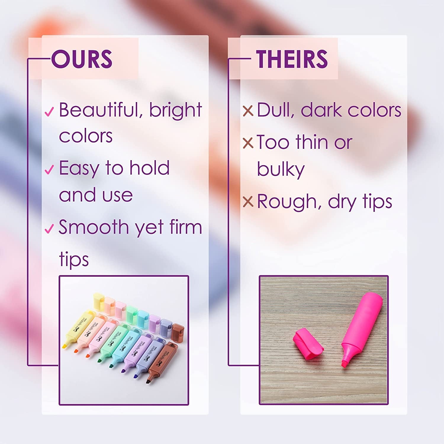 Mr. Pen No Smear Highlighters, Chisel-Point, Assorted Colors, 8 Count