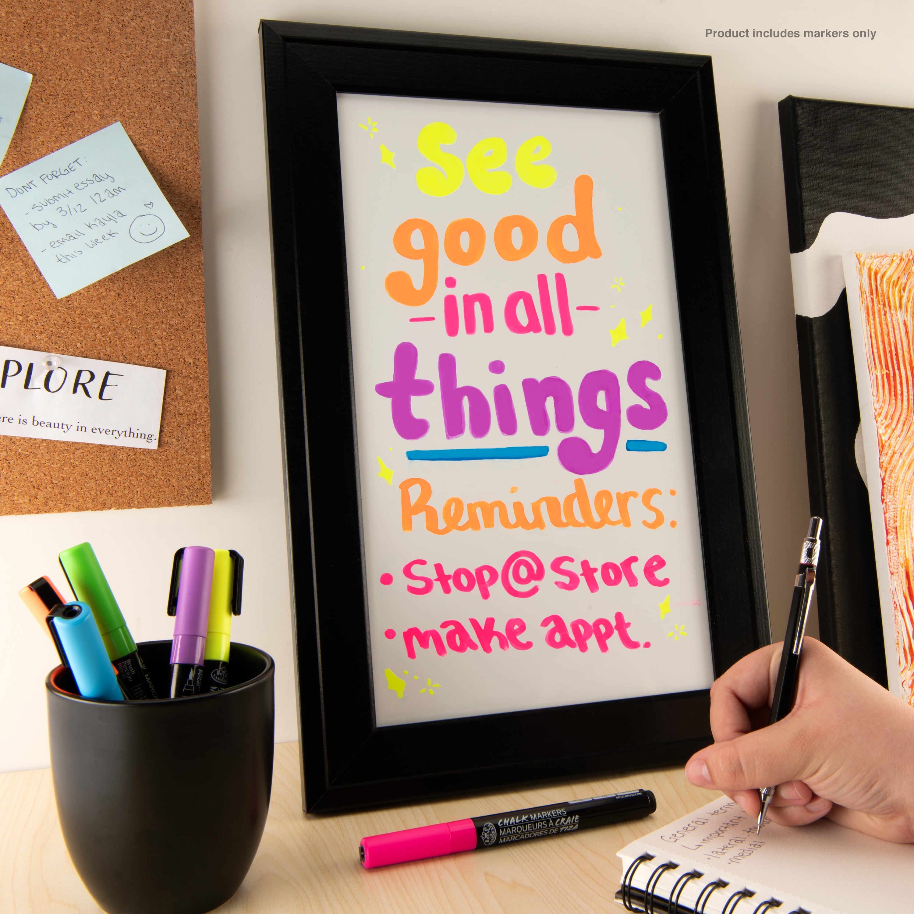 Royal & Langnickel - 6pc Artist Chalk Markers with Brush Tips, Neon Colors