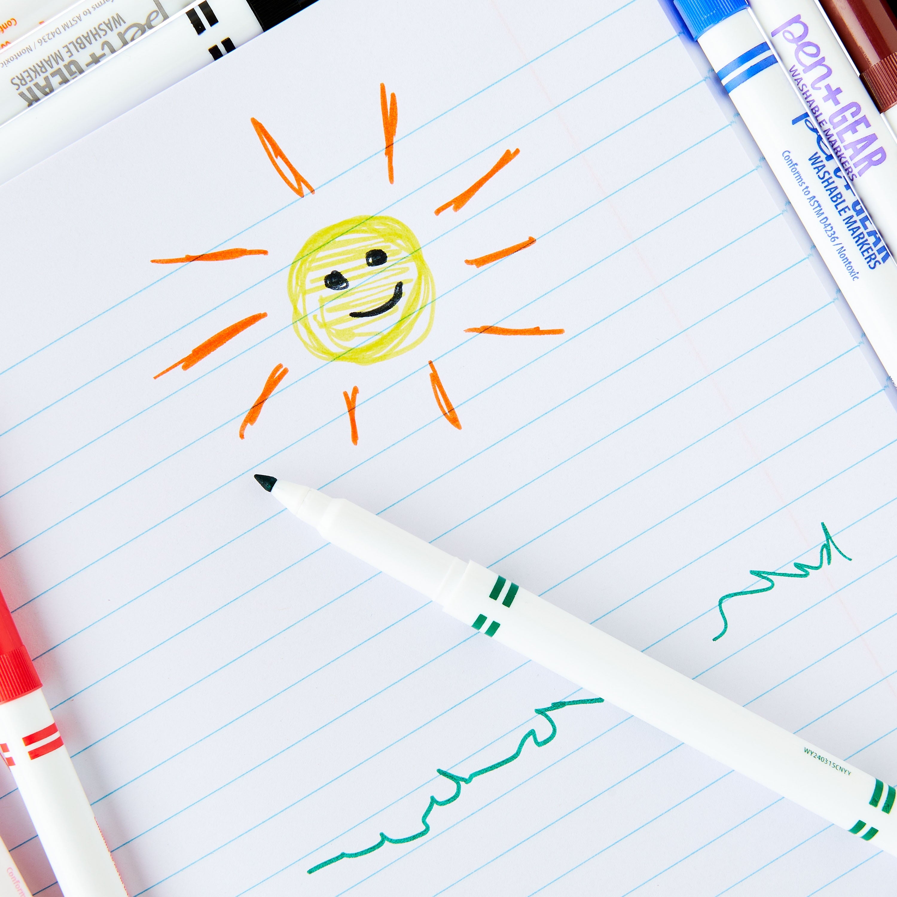 Pen+Gear Fine Line Classic Markers, Assorted Colors, 10 Count