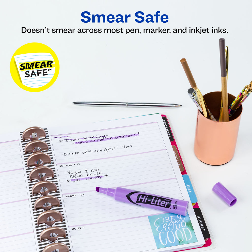Avery Hi-Liter Desk-Style Highlighters, SmearSafe, Chisel Tip, 1 Fluorescent Purple Highlighter (24060)