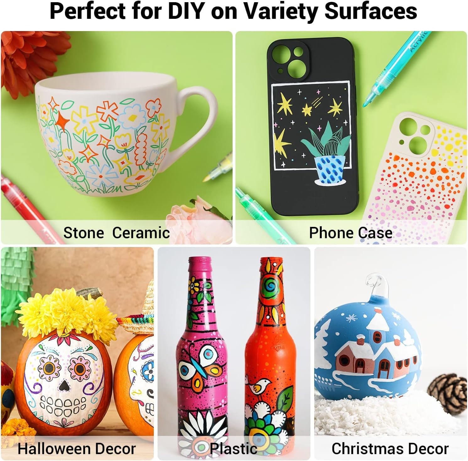 Ohuhu 40 Colors Acrylic Paint Pens: Acrylic Paint Markers for Easter Eggs Rock Painting DIY Water-Based Paint Markers for Stone Wood Glass Ceramic Fabric Canvas Plastic Metal