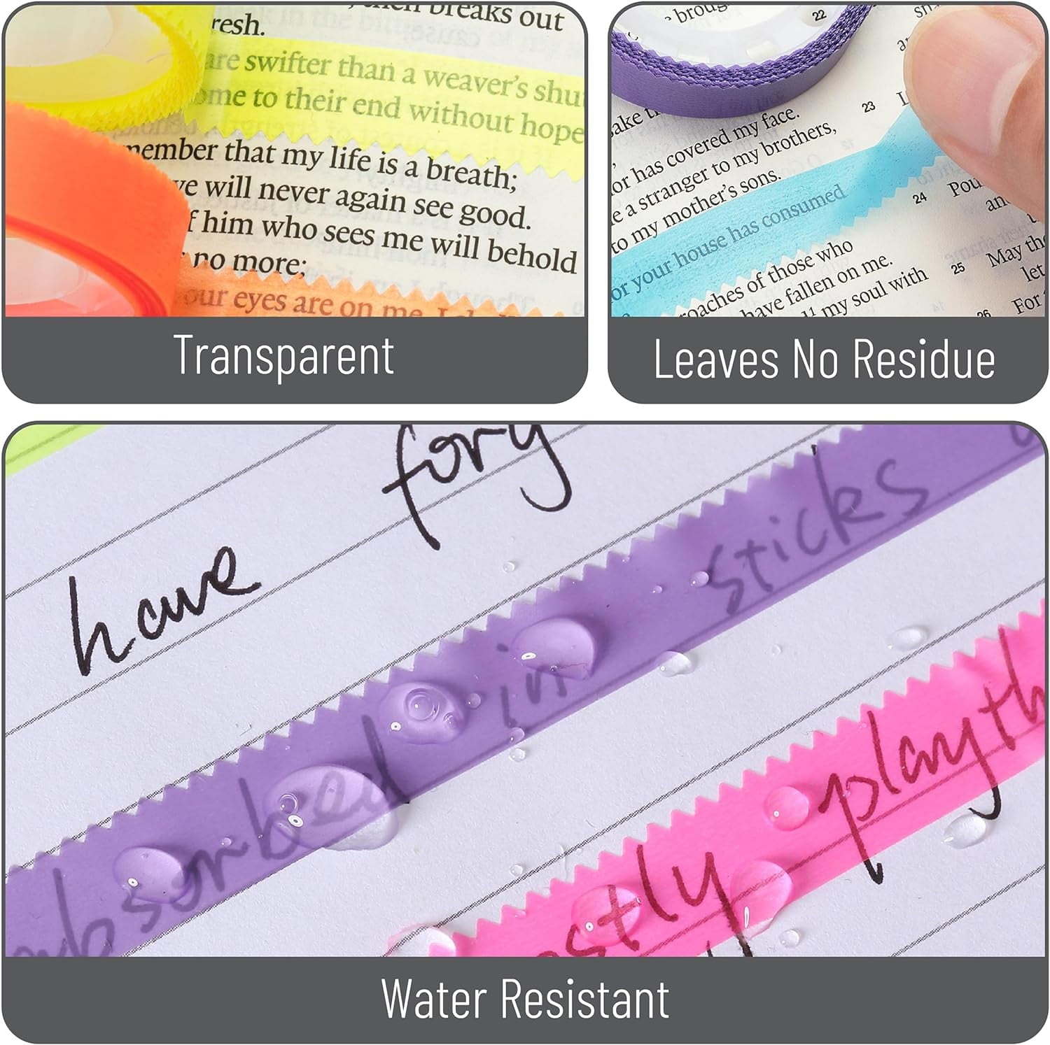 Mr. Pen Highlighter Tapes, Chisel-Point, Assorted Colors, 12 Count