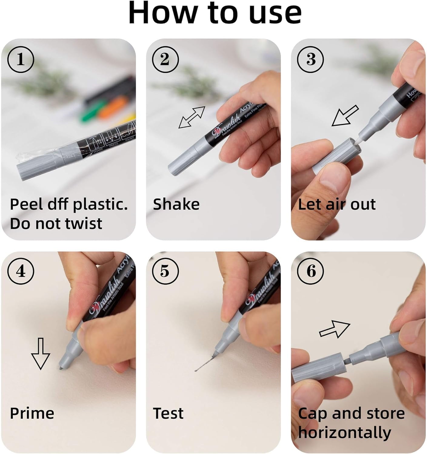 Acrylic Paint Pens for Rock Painting - Set of 12 Acrylic Markers - 0.7mm Tip with Extra Fine Point & Water-Based Ink - Ideal Paint Marker for Ceramic, Fabric, Porcelain, Wood, Canvas & DIY Mug Design