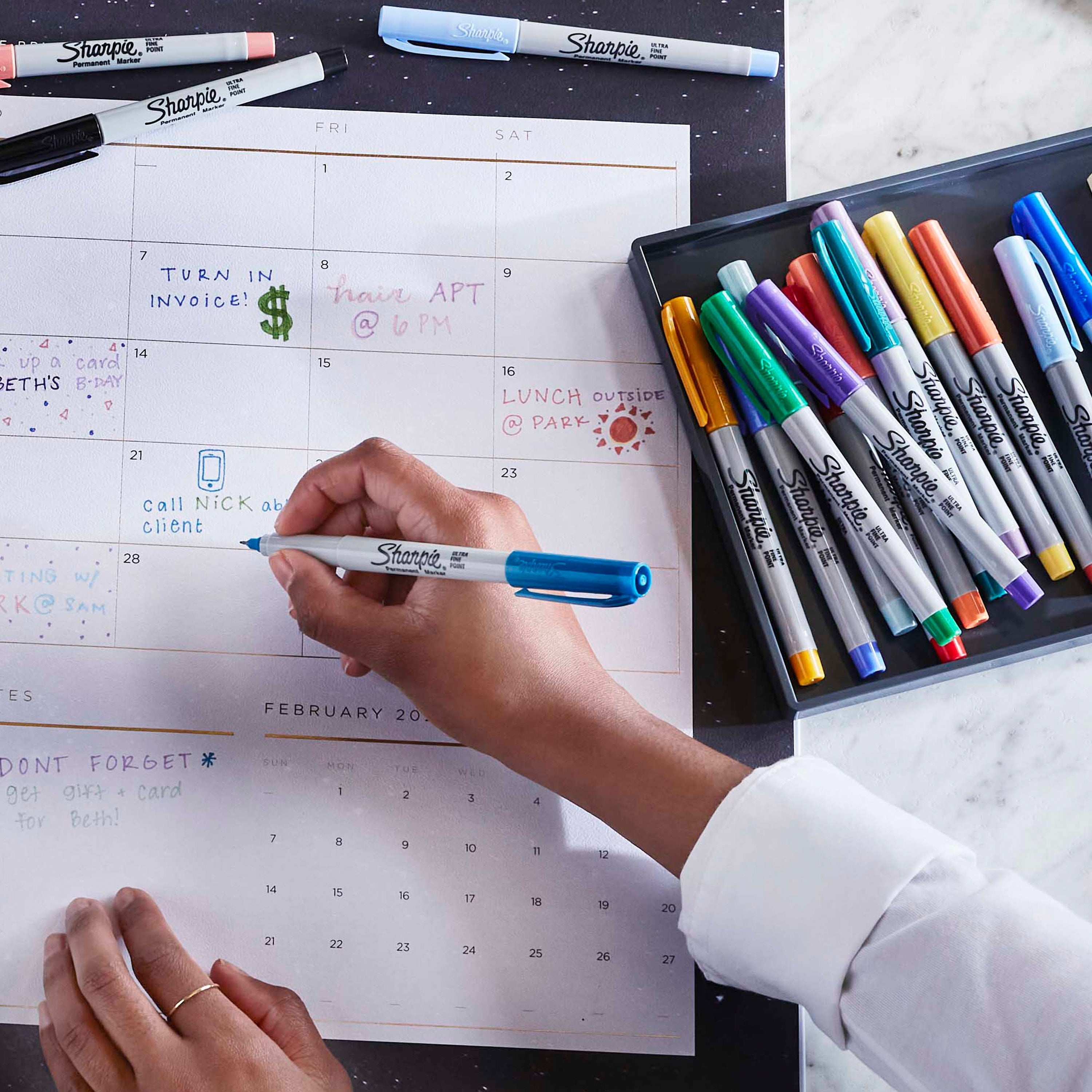 Sharpie Permanent Markers, Mystic Gem, Ultra-Fine Point, Assorted, 24 Count