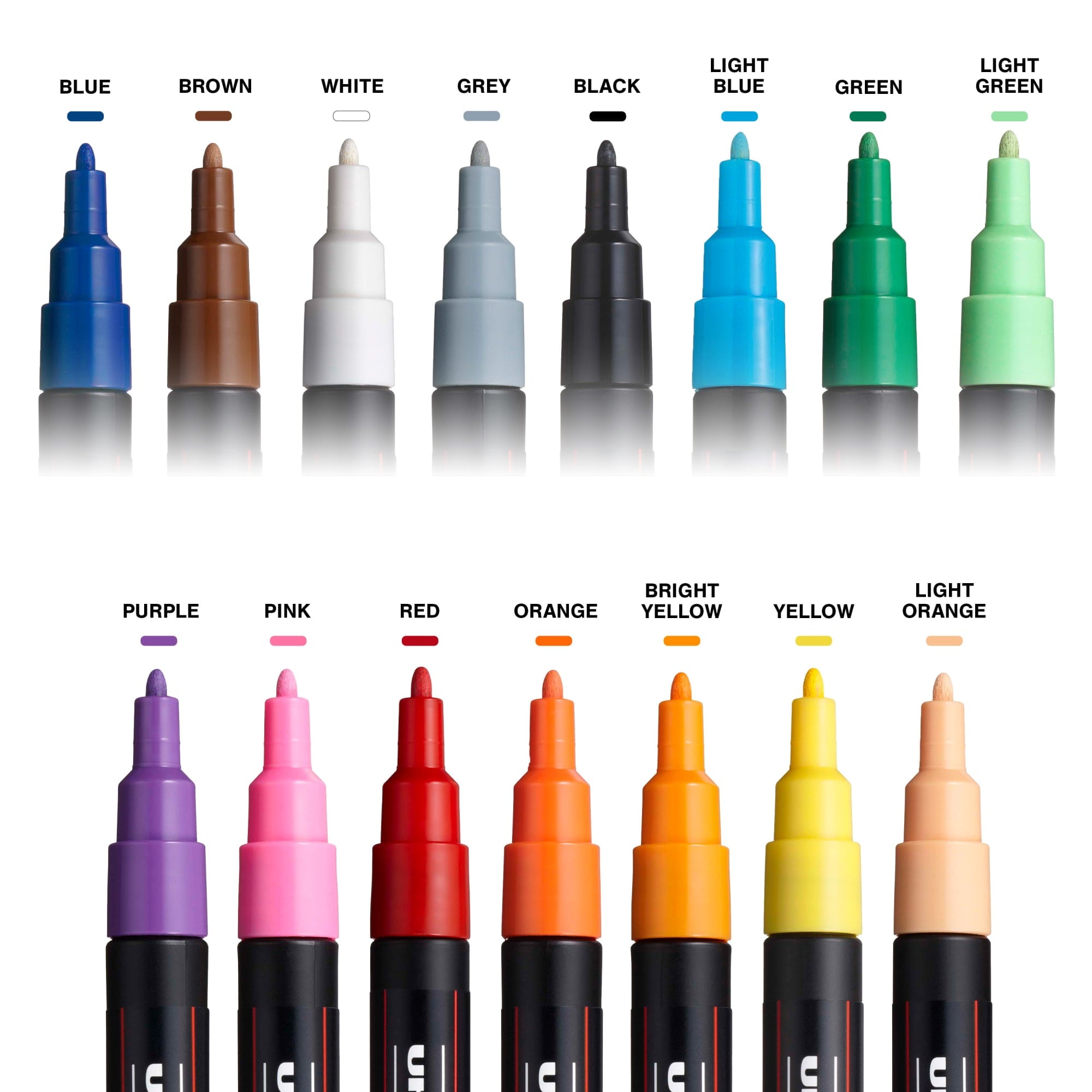 Uni POSCA PC-3M Water-Based Paint Markers, Reversible Fine Tip (0.9-1.3mm), Assorted Ink Colors, 15 Count