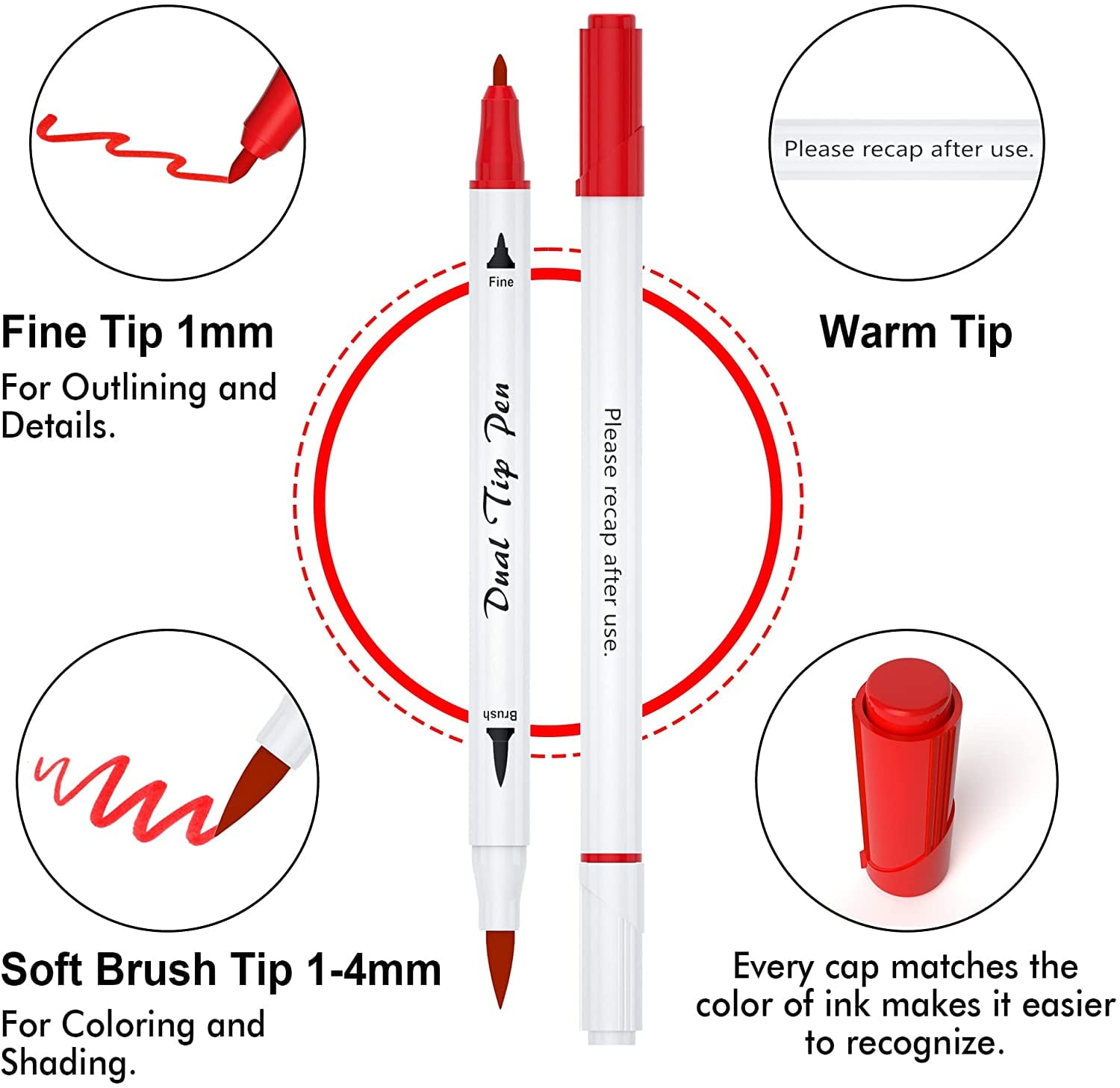 Dual Tip Brush Pens Art Markers, Shuttle Art 105 Colors Fine and Brush Dual Tip Markers Set in Portable Case with 1 Coloring Book for Adult Artist Coloring