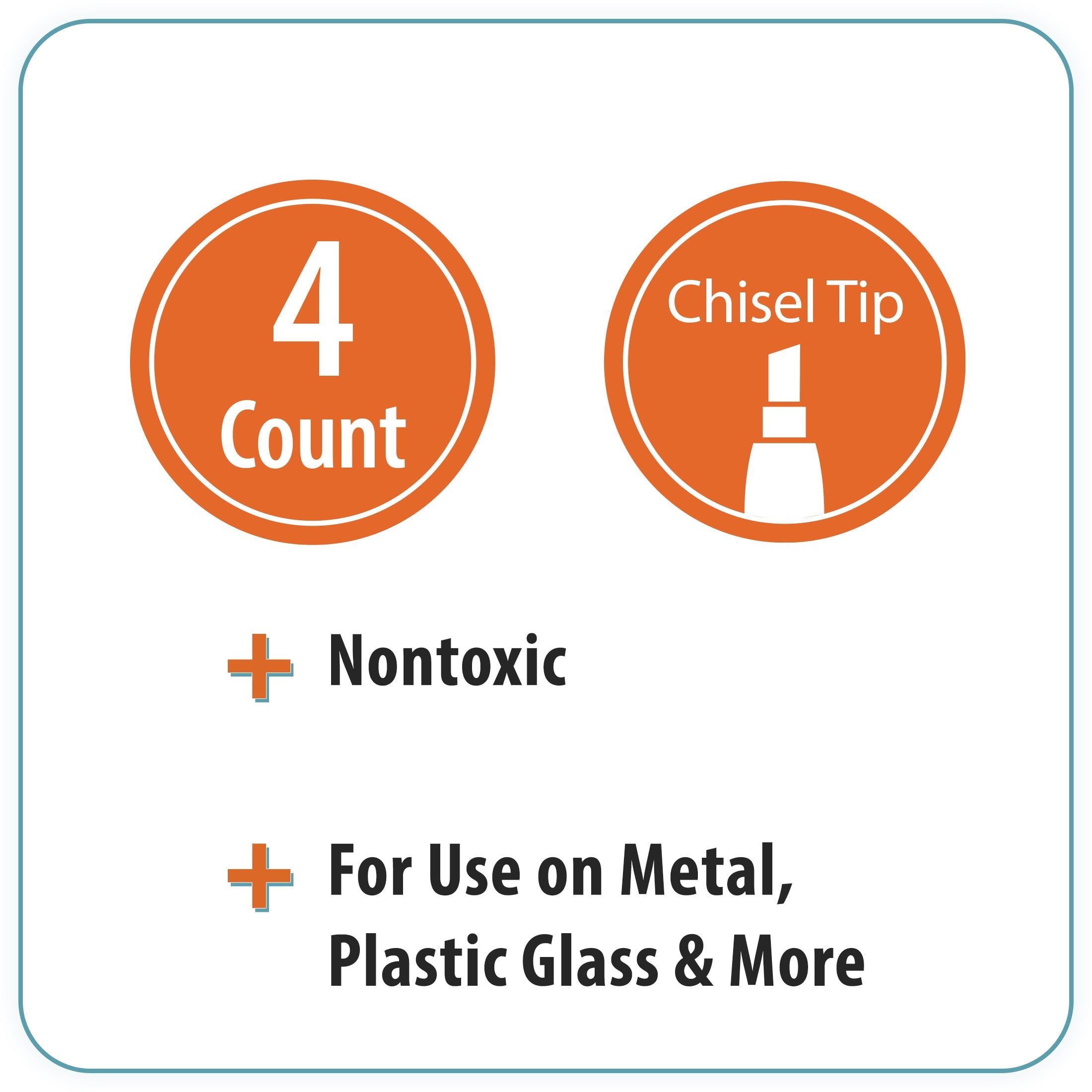 Pen+Gear Permanent Markers, Chisel Tip, Assorted Colors, 4 Count