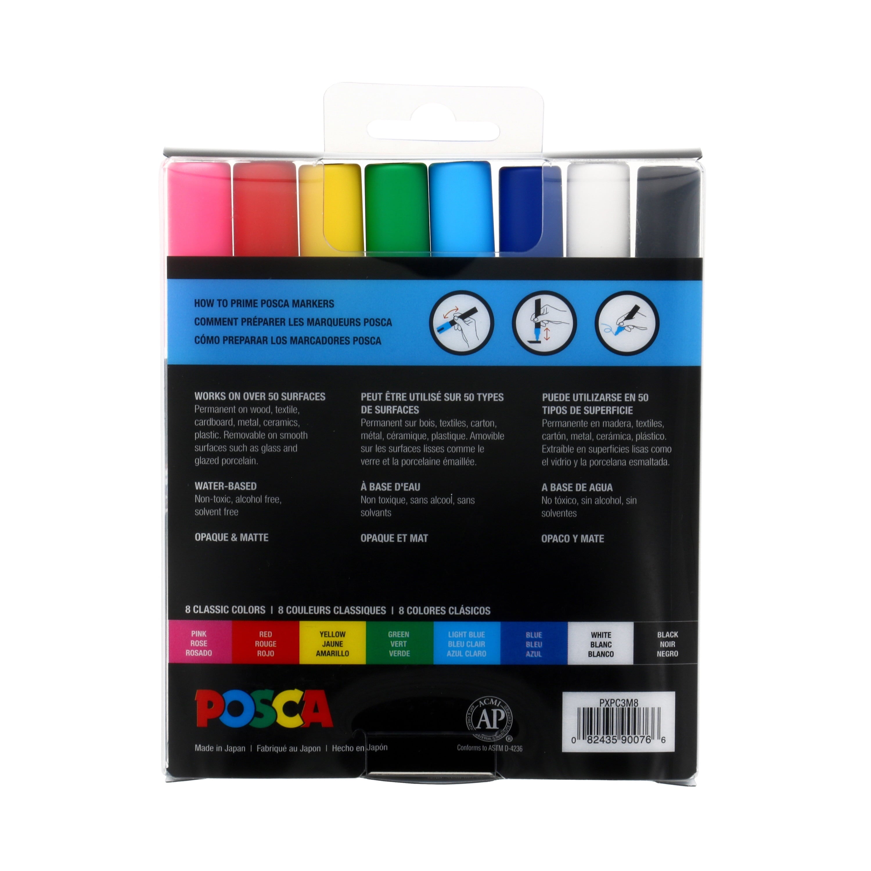 POSCA 8-Color Markers, Fine Point, Assorted Colors, 8 Count