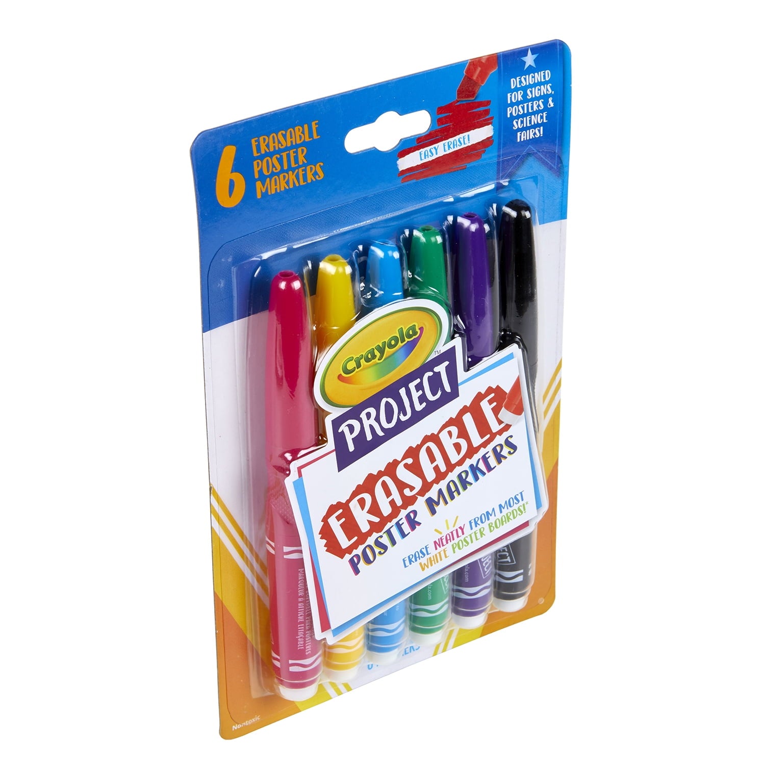 Crayola Erasable Poster Markers, Poster Board Markers, 6 Ct, School Supplies for Teens, Arts & Crafts Supplies, Gift
