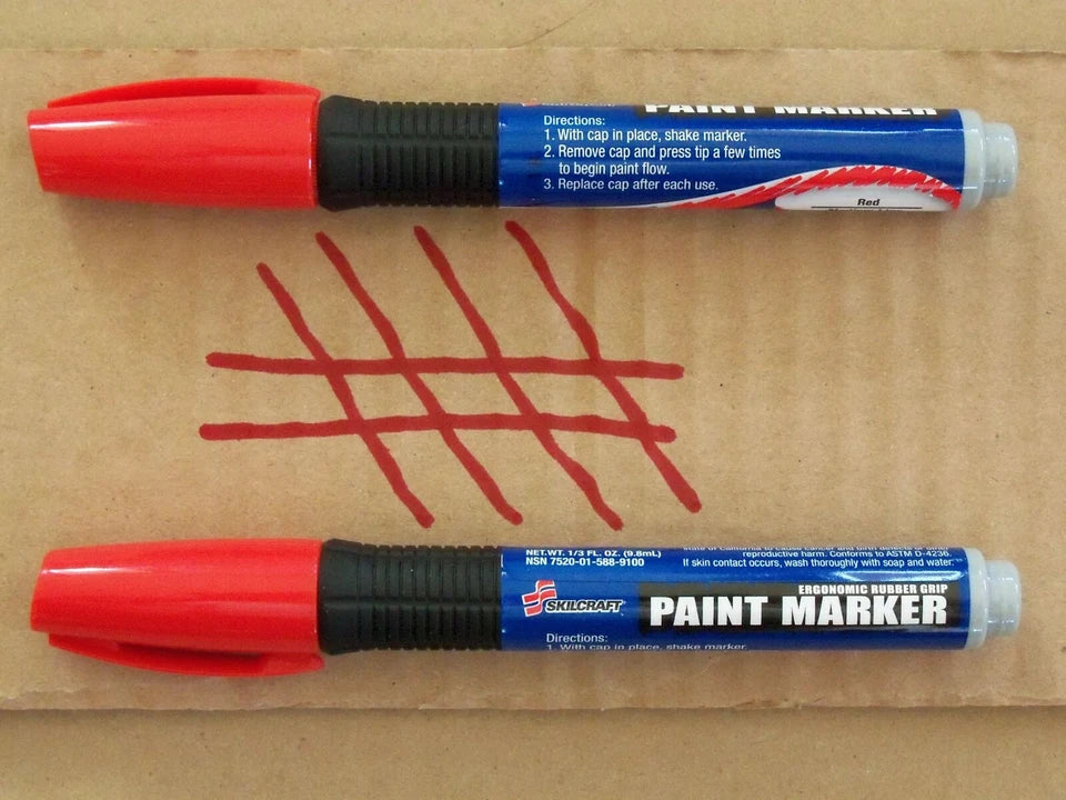 6 Pack Of Skilcraft Oil-Based Paint Markers, Medium Bullet Tip, Red, Opaque