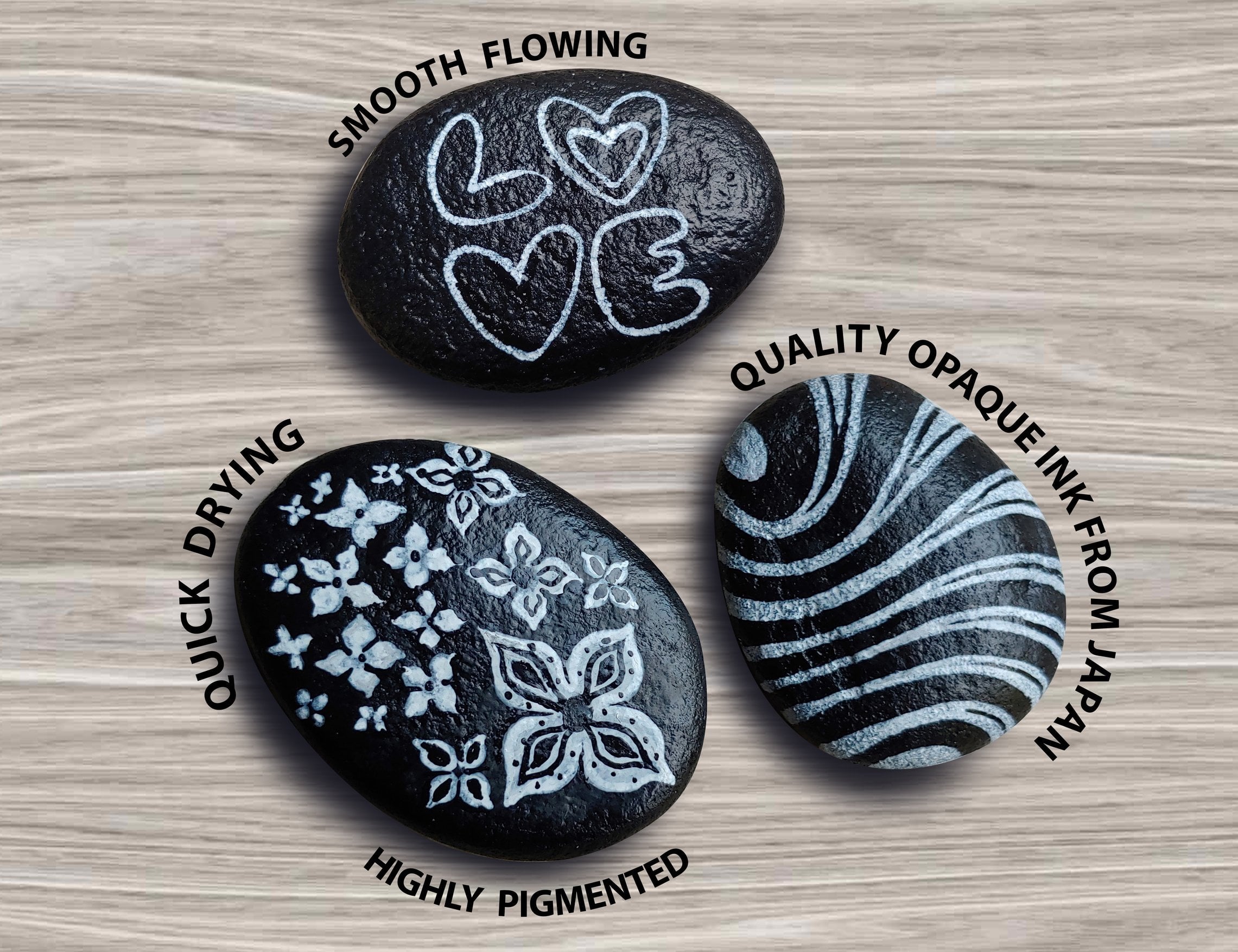 TOOLI-ART Black and White Acrylic Paint Pens with 0.7mm  and 3.0mm tip Markers Set of 21