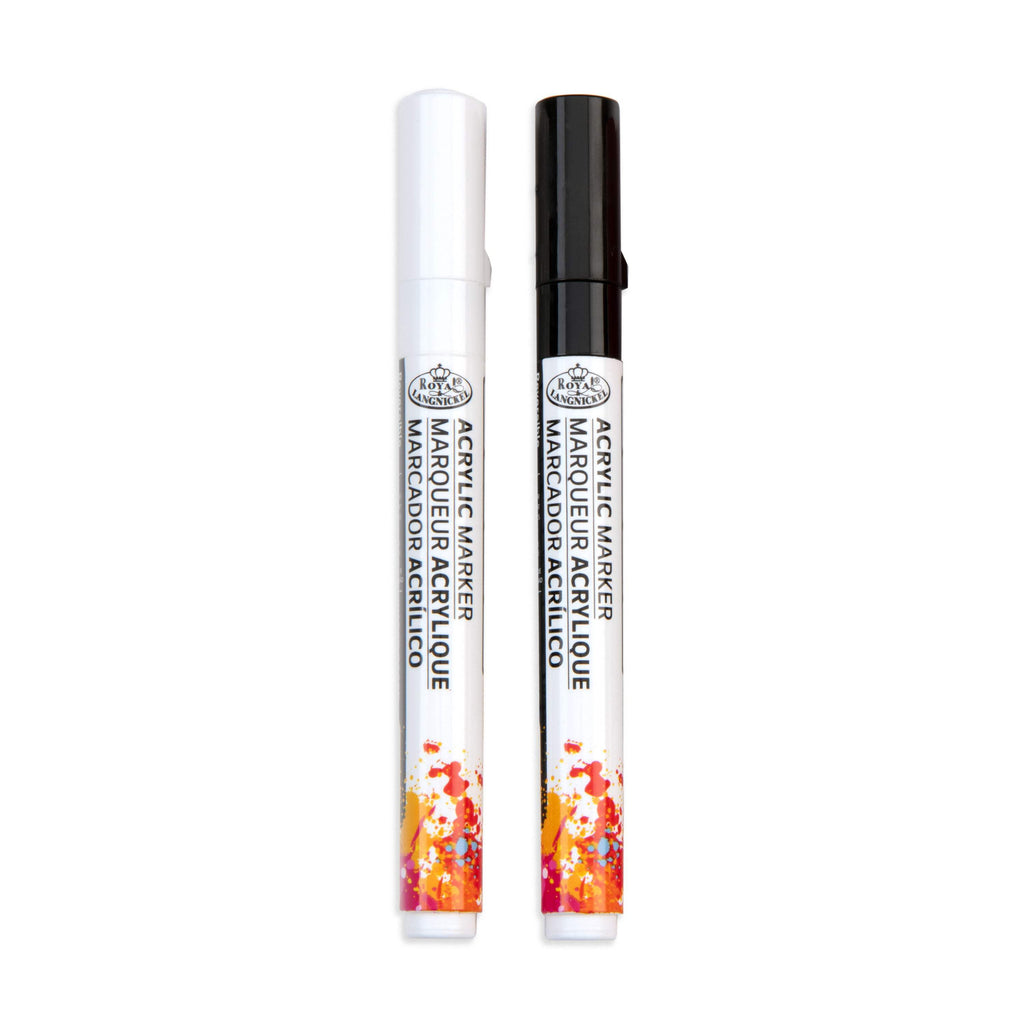 Royal & Langnickel 2 Piece Acrylic 2mm Reversible Tip Black/White Marker