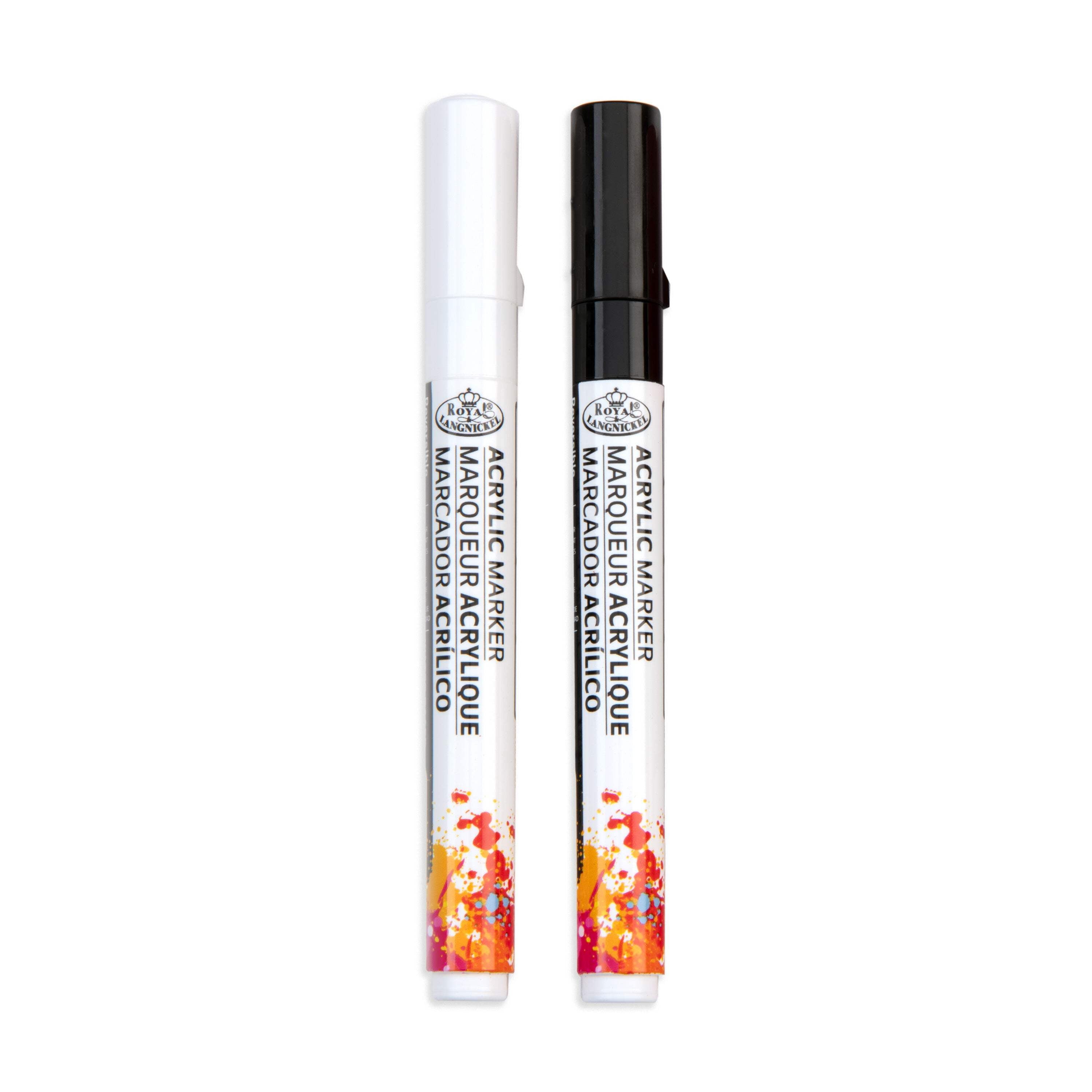 Royal & Langnickel 2 Piece Acrylic 2mm Reversible Tip Black/White Marker