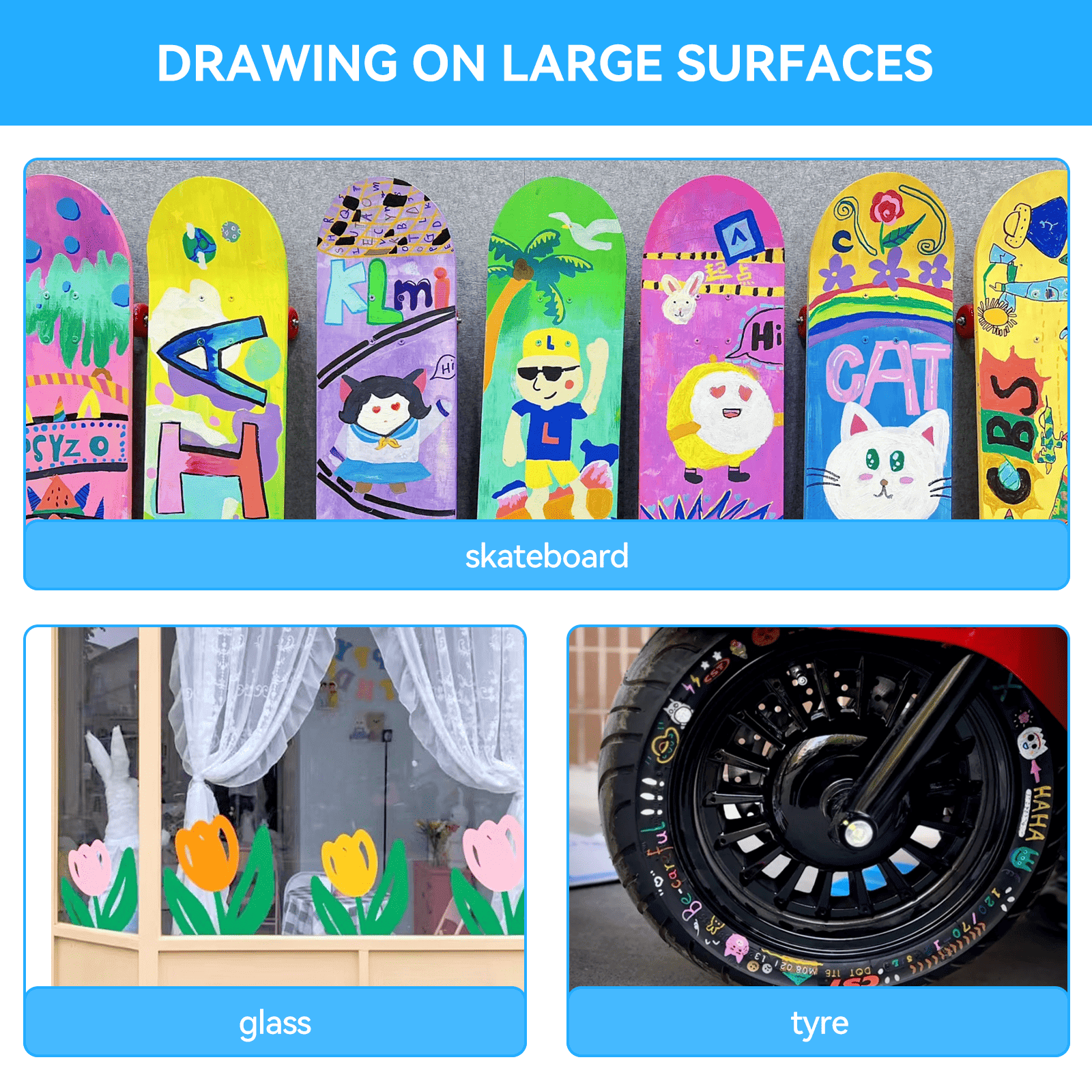 Arrtx Acrylic Paint Markers, 10mm Felt Tip Jumbo Markers, 12 Pack Colored Graffiti Markers