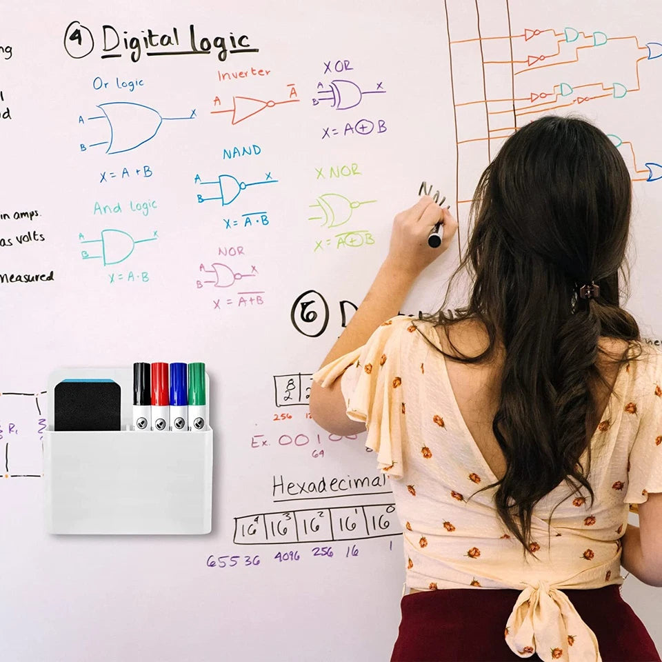 2 Pack Magnetic Dry Erase Marker Holder Pen Organizer Caddy For Office Locker