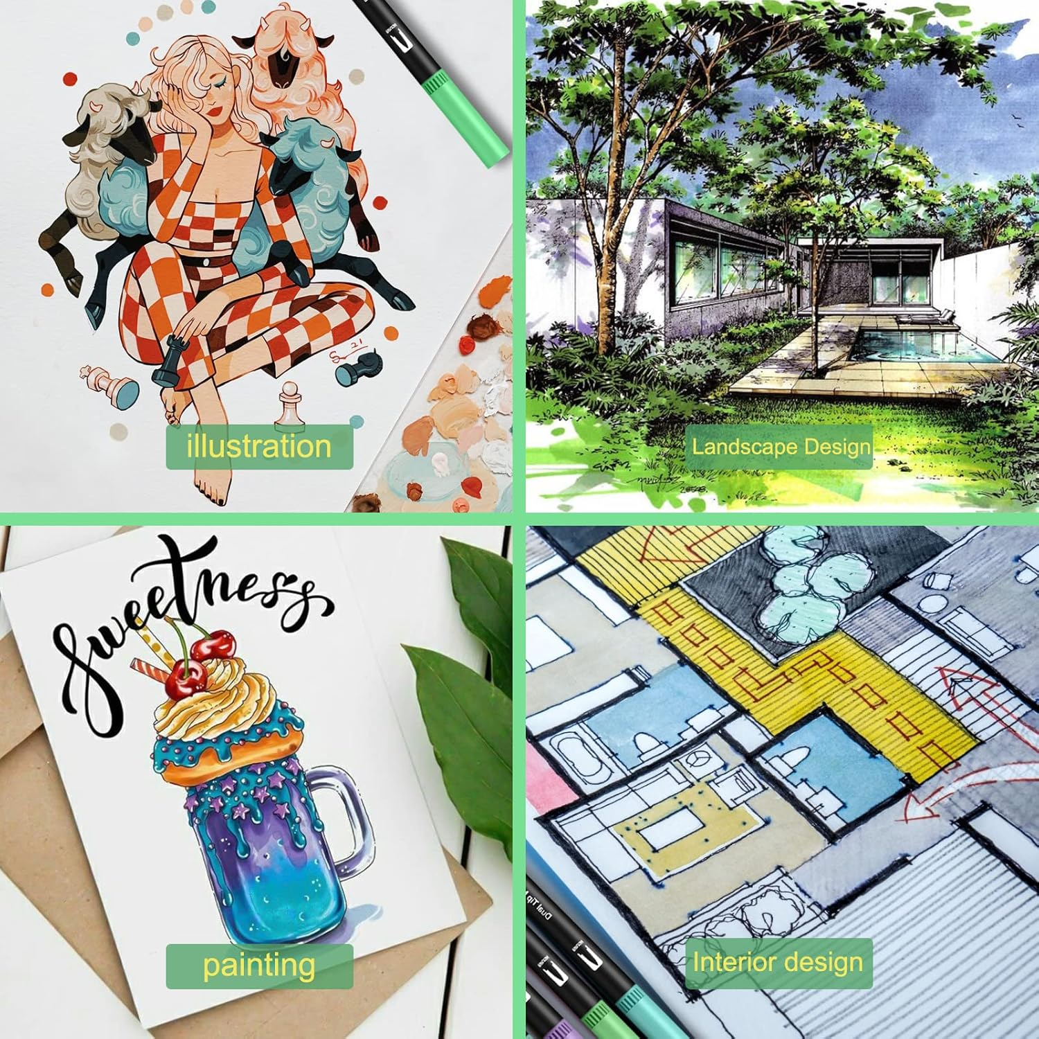 ASOVNXF Dual Coloring Markers Brush Pens, 80 Fine Point Art Markers,Coloring Markers for Adults Coloring Books No Bleeding, for Adult Book Cards Drawing Craft Kit Teacher Office Supplies