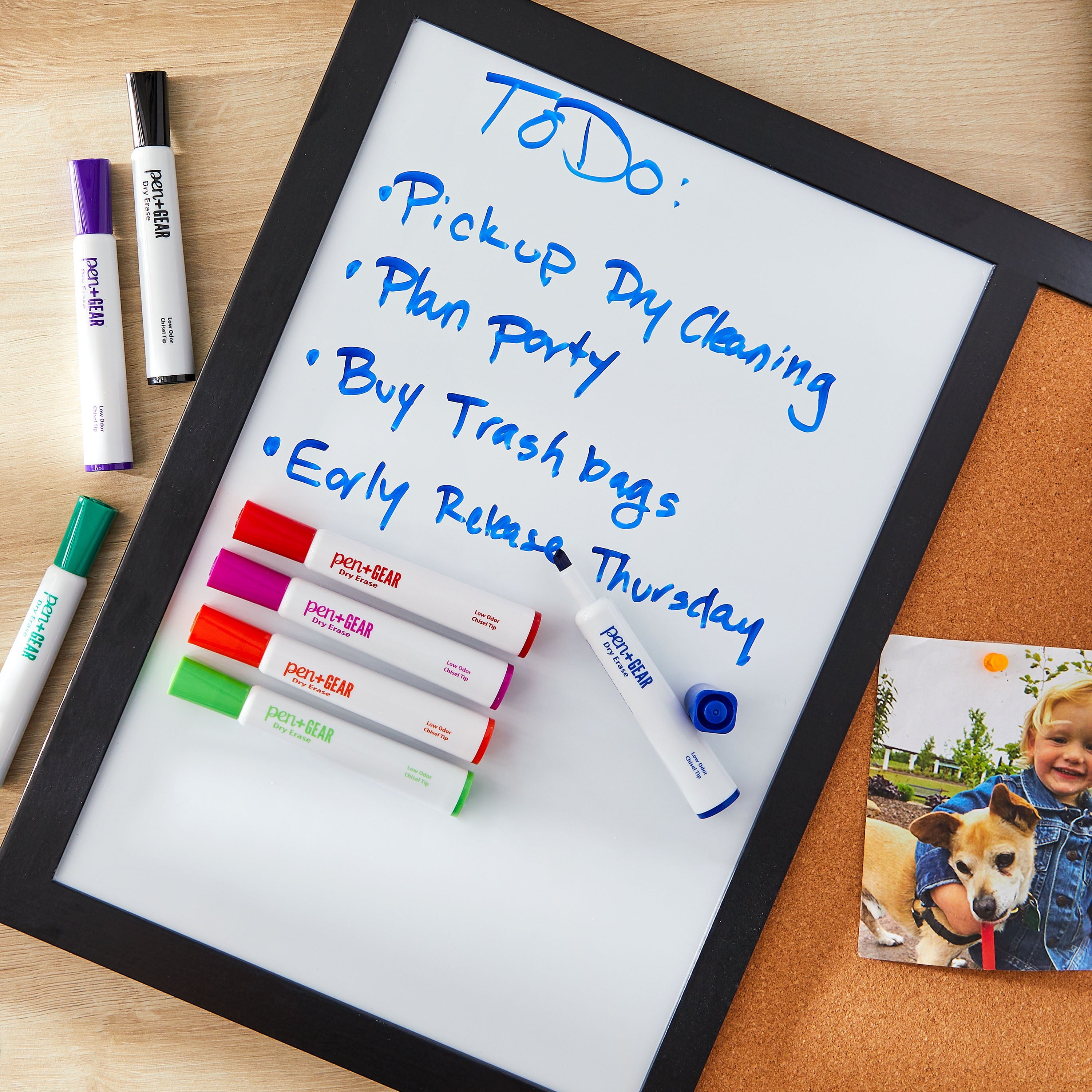 Pen+Gear Dry Erase Markers, Chisel Tip, Assorted Colors, 8 Count