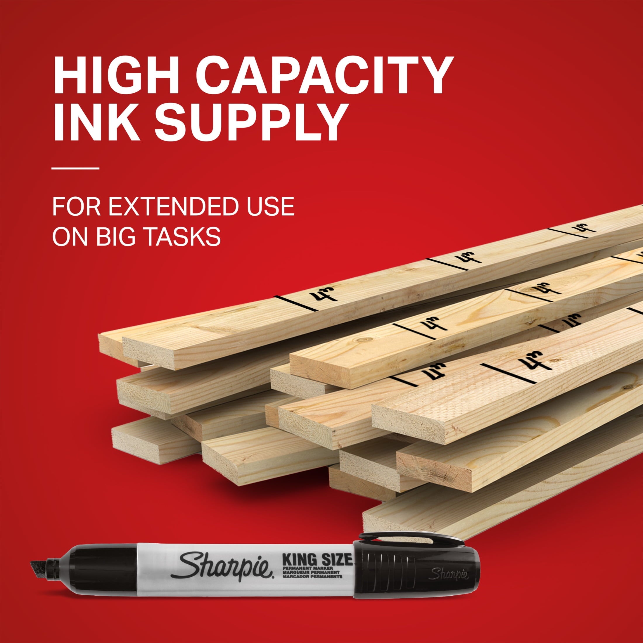 Sharpie King Size Permanent Marker, Large Chisel Tip, Great for Poster Boards, Assorted, 4 Count