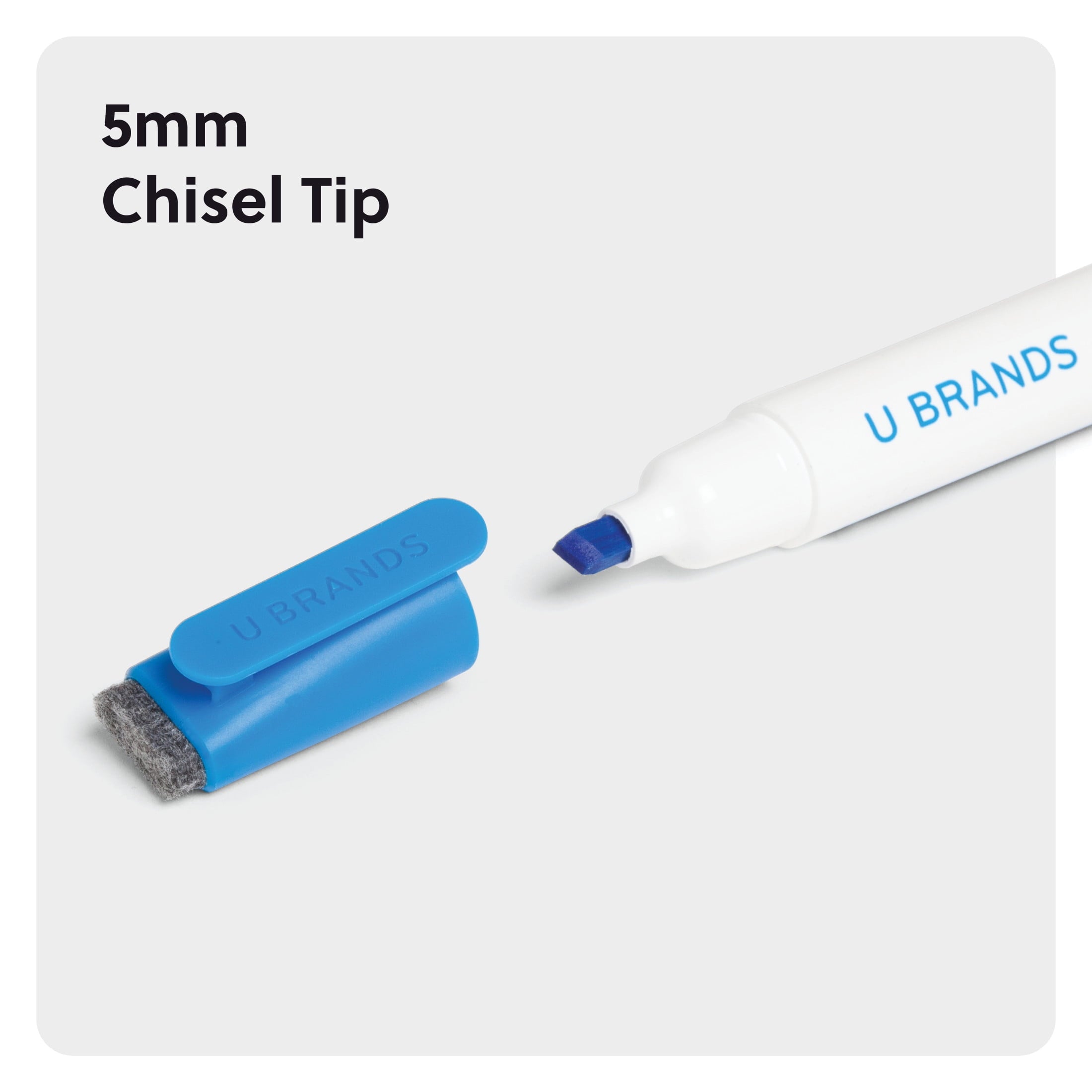 U Brands Dry Erase Markers, Set of 6, Assorted Colors, Low-Odor, Chisel (5 mm) Tip