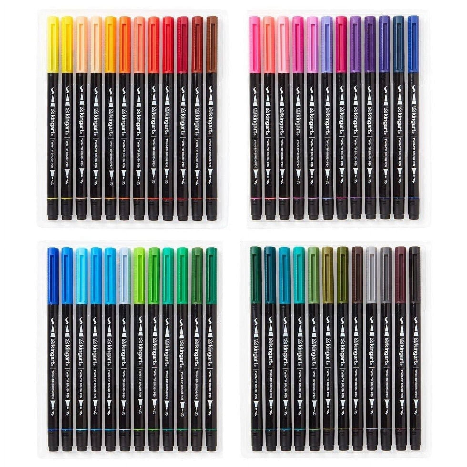 KINGART PRO Twin-Tip Brush Pen Art Markers, 48 Colors