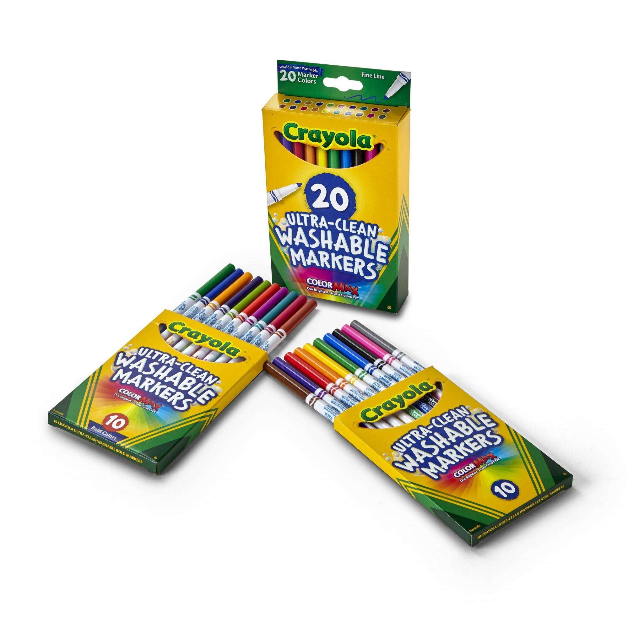 Crayola Ultra-Clean Washable Fine Line Markers, 20 Ct, School Supplies, Classroom Supplies for Teachers