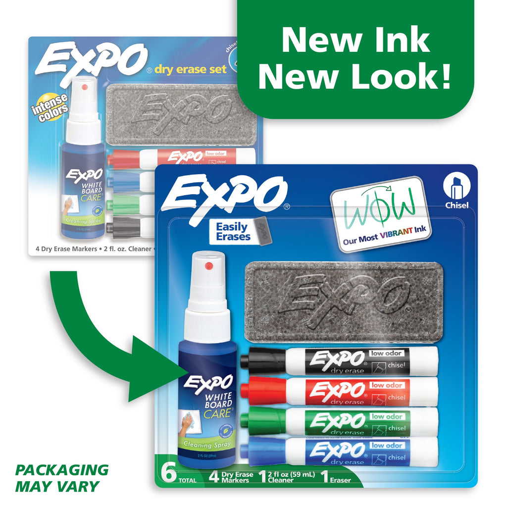 EXPO Dry Erase Markers Kit, Includes Eraser, Spray Cleaner, 6 Count