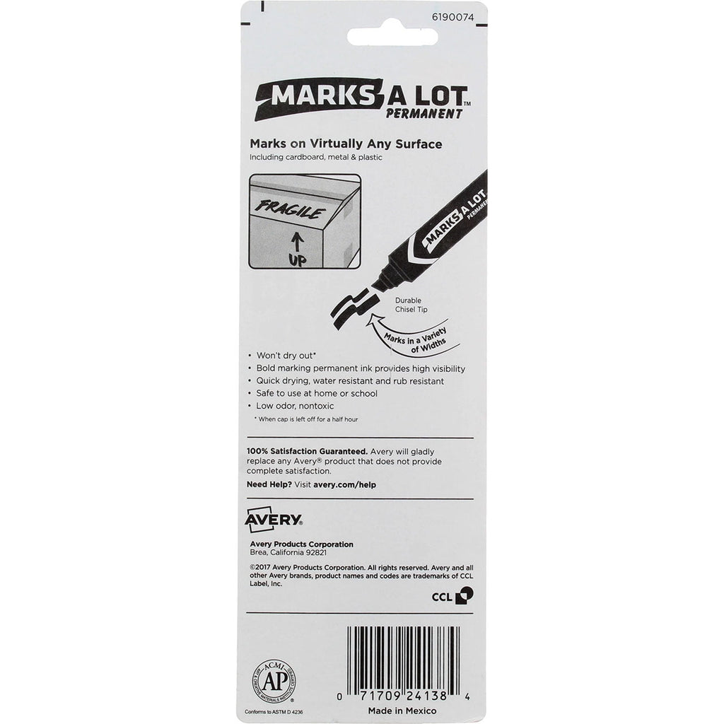 Marks-A-Lot Jumbo Chisel Tip Permanent Marker, Black 1 ea (Pack of 3)
