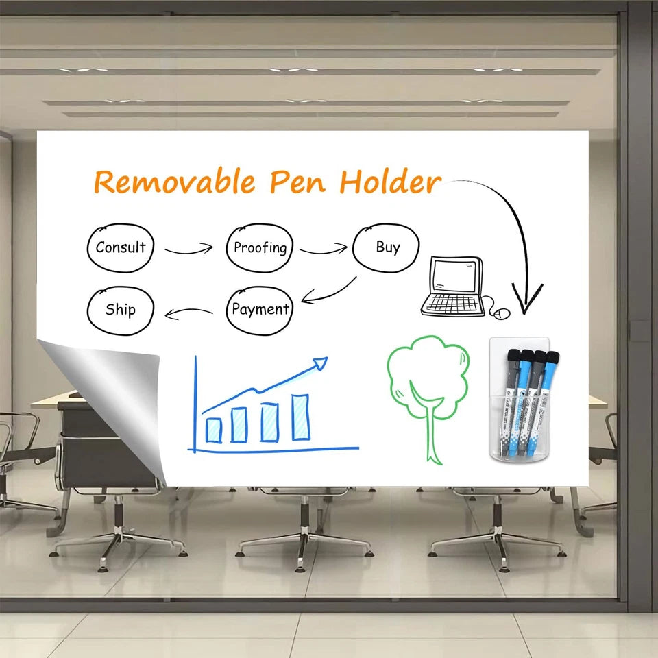 4Pcs Magnetic Dry Erase Markers, Wall Mounted Clear Dry Erase Marker Holder