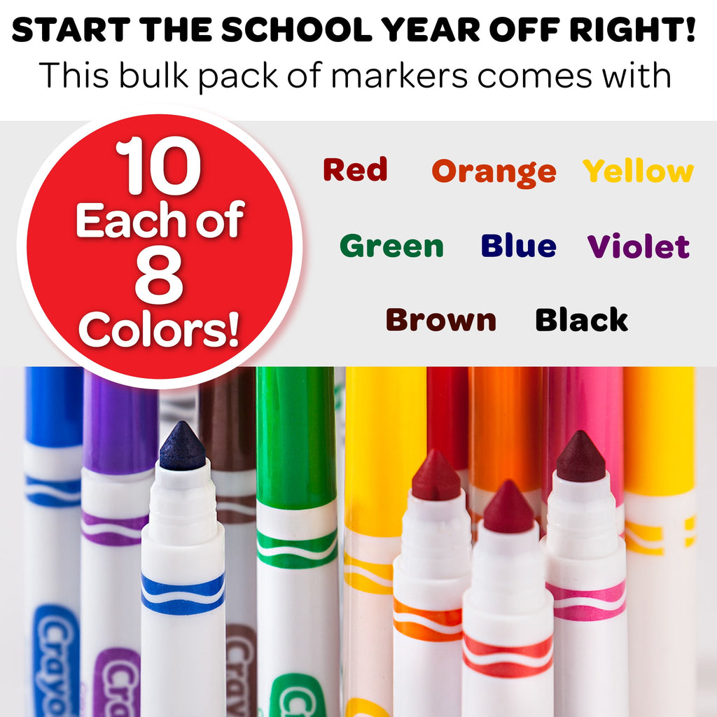 Crayola Classroom Set Broad Line Art Markers, 80 Ct, Teacher Appreciation Week Gifts, Teacher Supplies