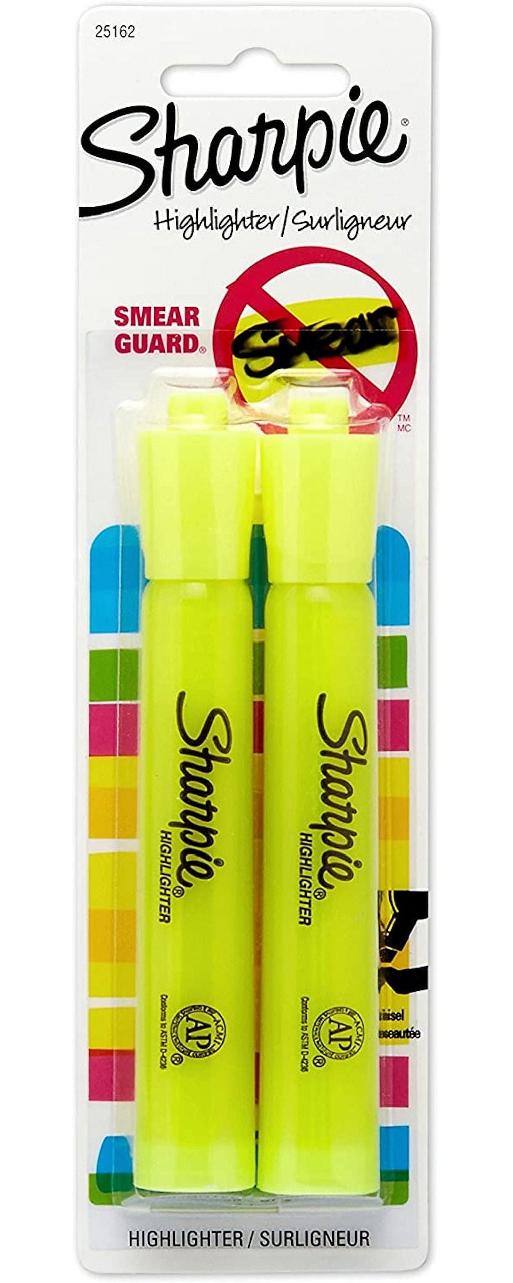 Sharpie Smear Guard Highlighter, 2 Ct 1.3 oz (3 pack)