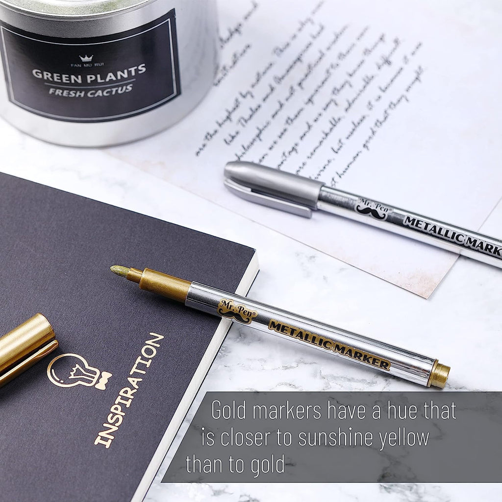 Mr. Pen- Metallic Paint Markers, 6 Pack, Silver and Gold, Silver Paint Marker, Gold Ink Pen