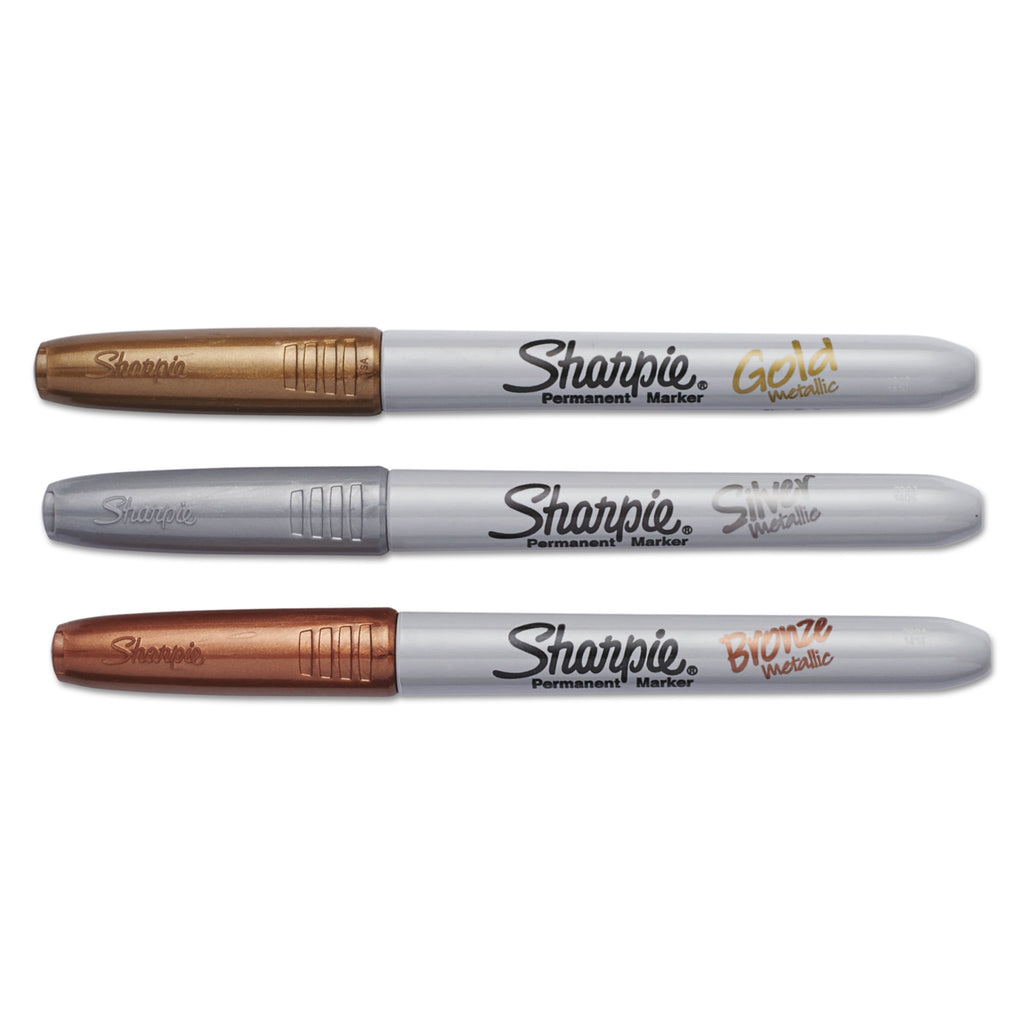 Sharpie Metallic Permanent Markers, Fine Point, Gold/Silver/Bronze, 36 Count