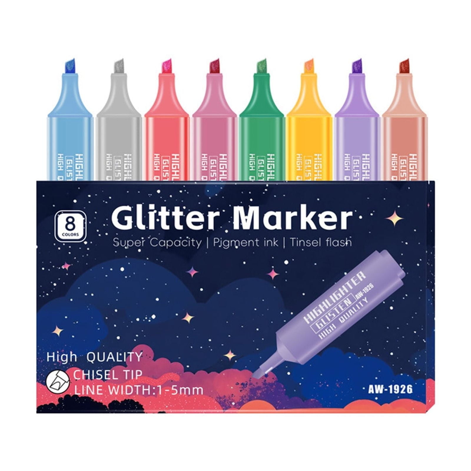 DAMAI Glitter Markers,Glitter Color Highlighter Key Marker Pen,8 Colors Optional Head Glitter,Bright Shiny Markers For Take Notes Diary And Planner Decoration(5 ml)