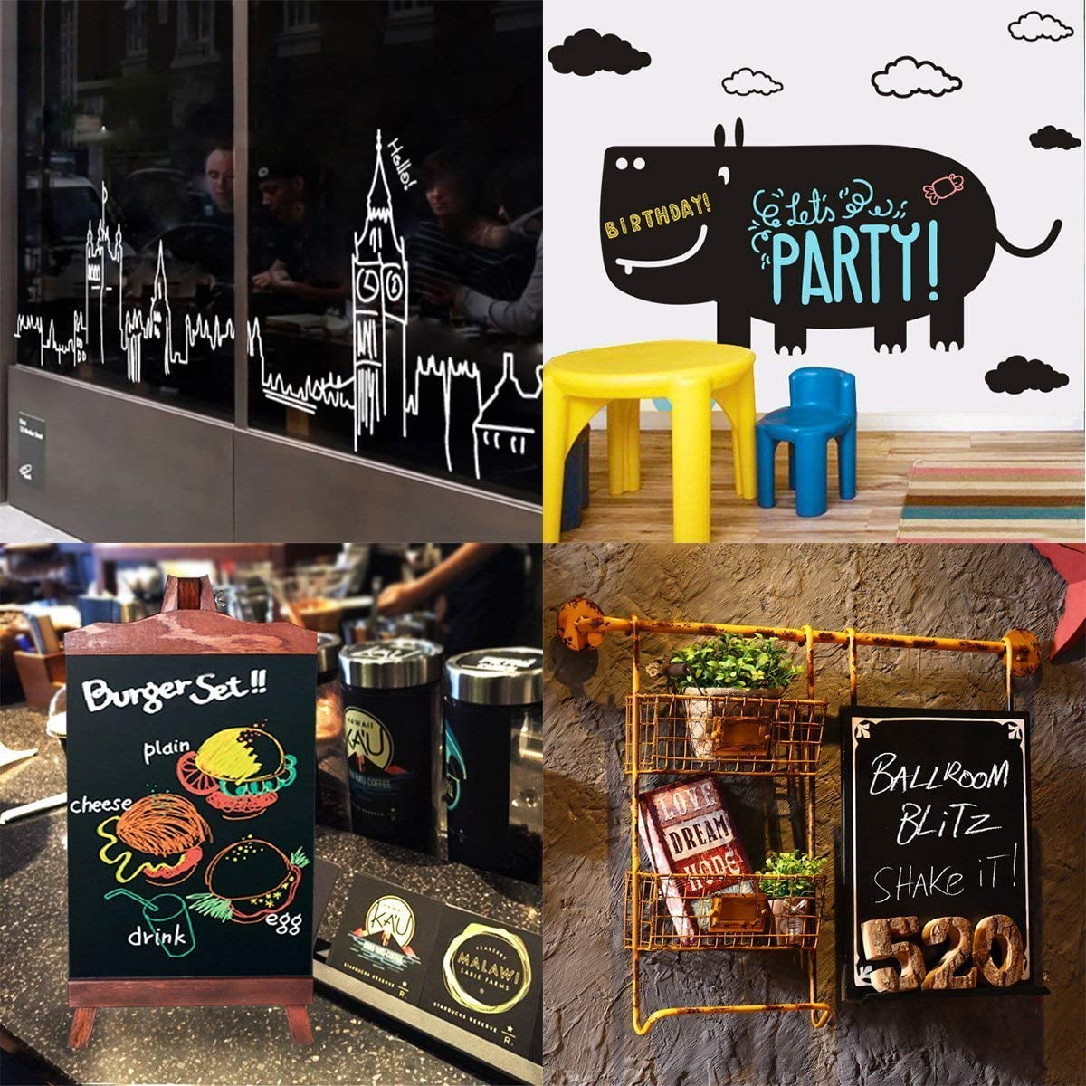 REJODA Liquid Chalk Markers for Blackboard, 10 Vintage Neon Colors Chalkboard Markers with Reversible Bullet and Chisel Tip. Chalk Pens for Glass with Bonus 32 Labels, Cleaning Cloth and Tweezers