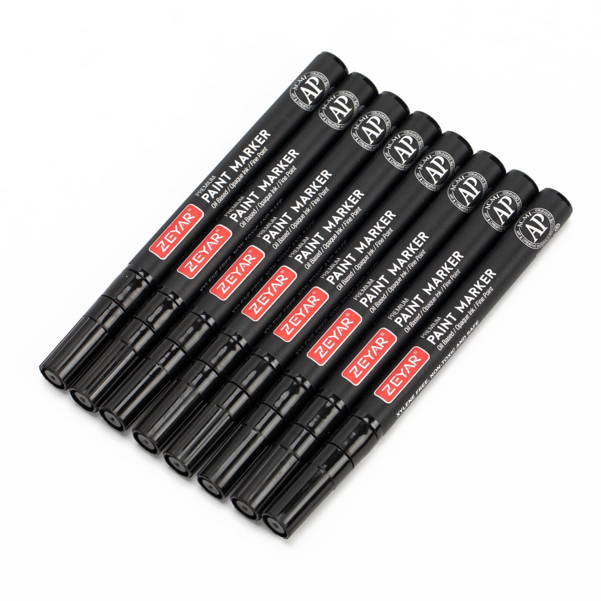 ZEYAR Permanent Oil-Based Paint Markers, Expert of Rock Painting, Fine Point, 8 Black Color. Permanent Ink & Waterproof, Works on Rock, Wood, Glass, Metal, Ceramic and more (8 Black)