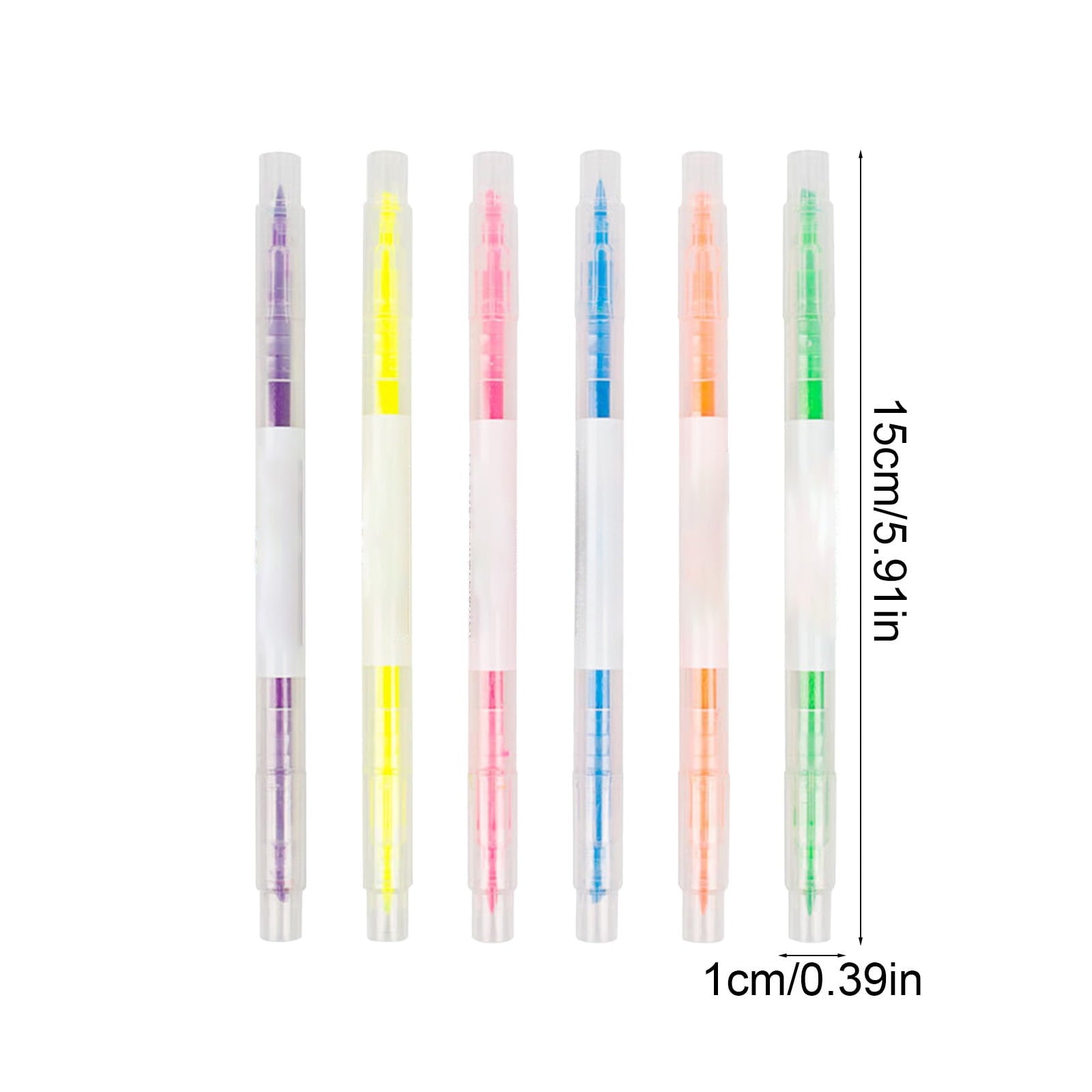 Plastic Double Tip Highlighters Set | 6 Neon Color Markers | Dual-Sided Fine & Broad Tips | Fast-Drying, Long-Lasting Ink | Fluorescent Pens for Notes, Office, Planning | 3 Packs, 6pcs Each