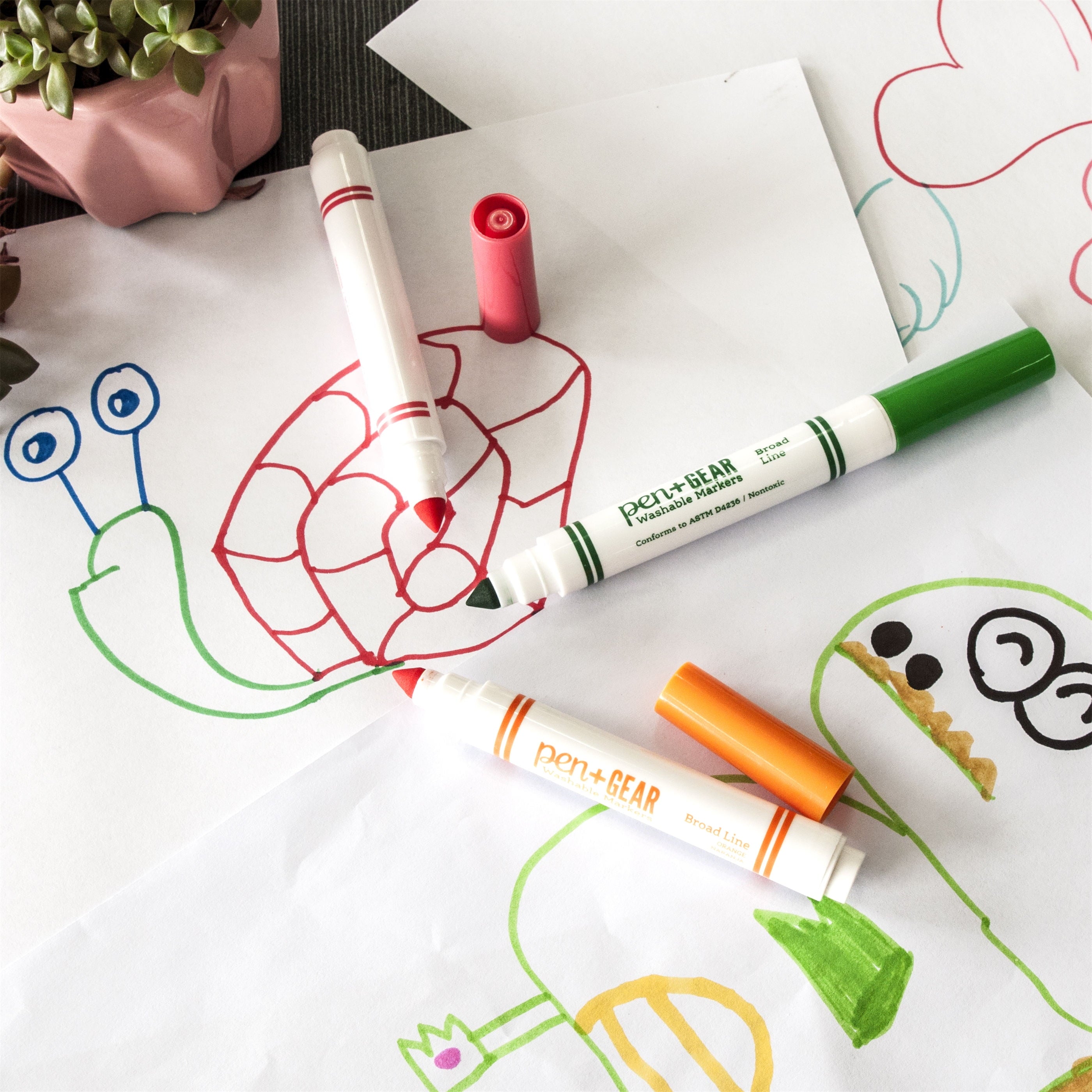 Pen+Gear Washable Markers, Broad Line, Assorted Colors, 40 Count