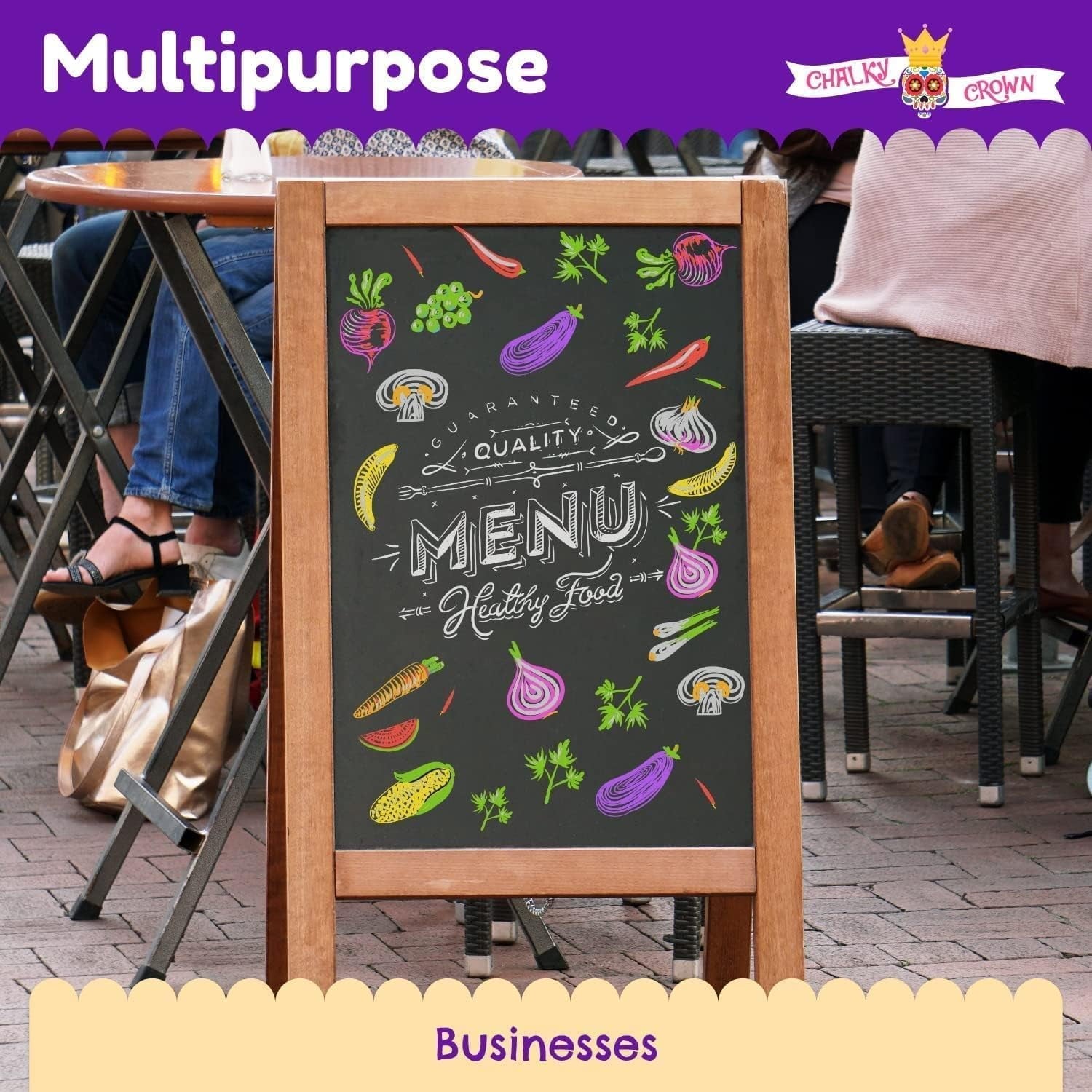 Chalky Crown - Bold Chalk Markers - Dry Erase Marker Pens - Reversible Tip - 8 Pack, 6 mm